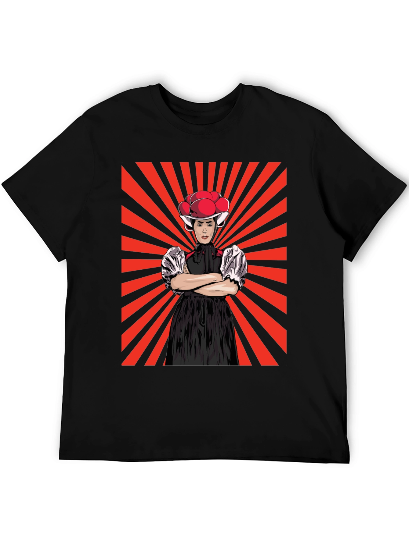 Retro Black T-Shirt with Swiss Folklore Character