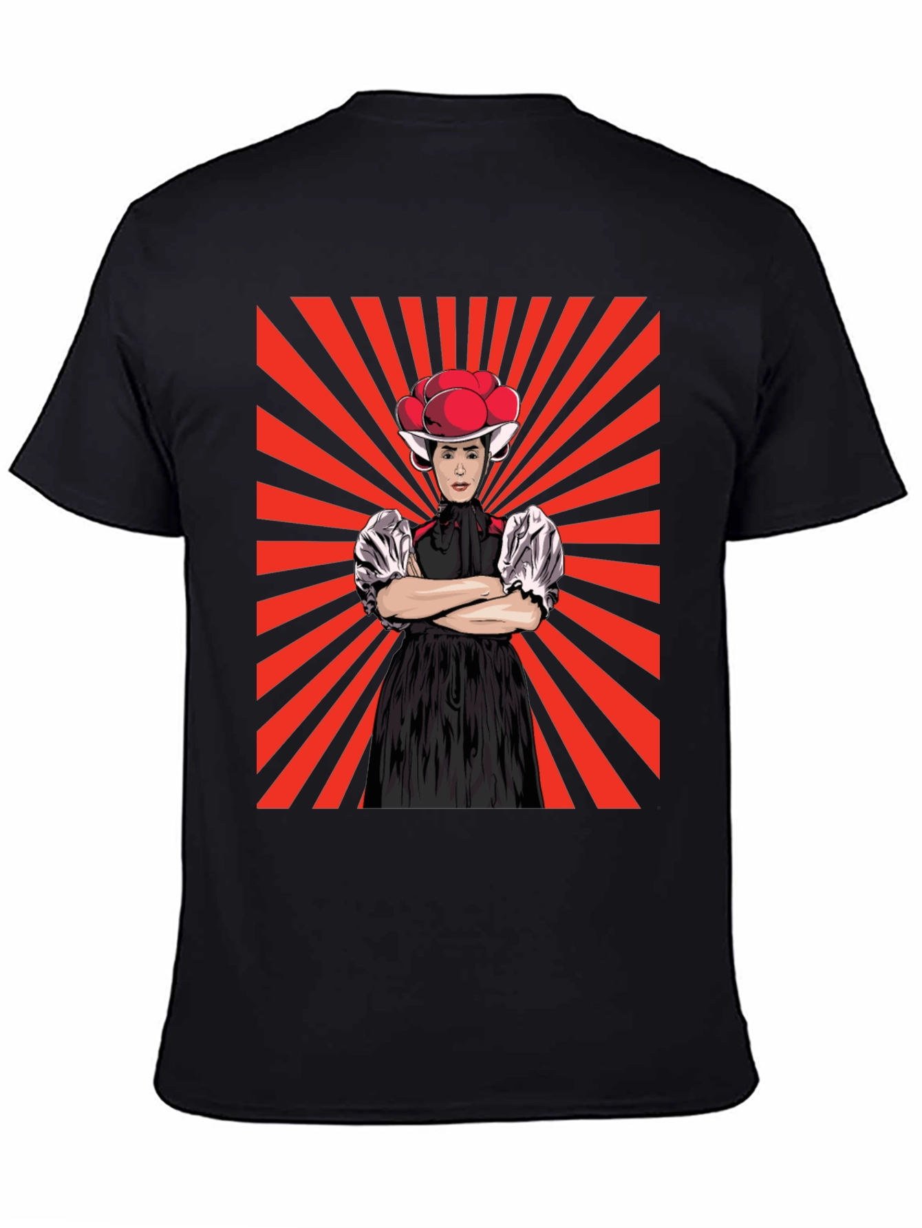 Retro Black T-Shirt with Swiss Folklore Character