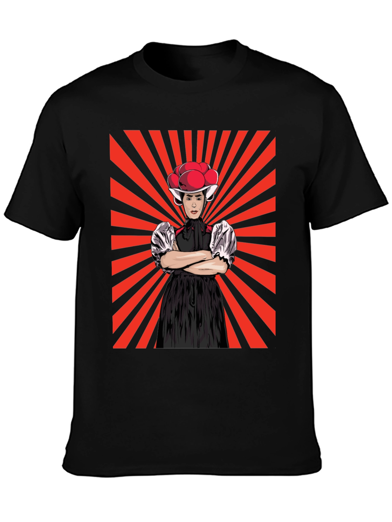 Retro Black T-Shirt with Swiss Folklore Character