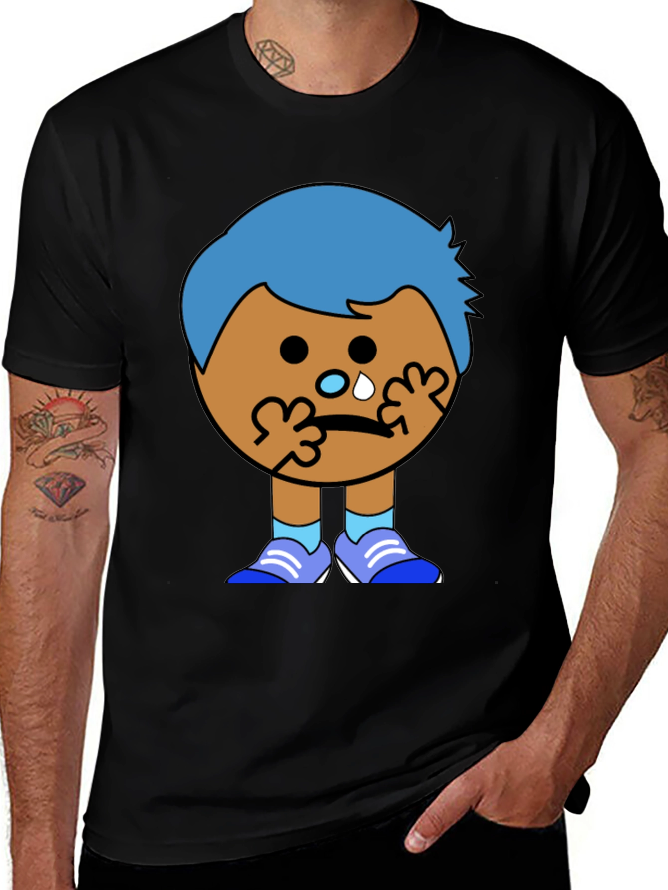 Crying Cartoon Character Graphic T-Shirt
