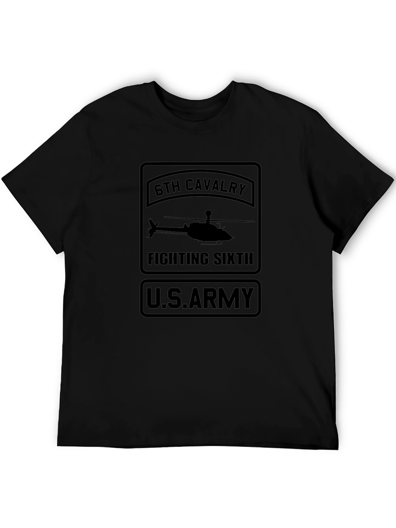 6th Cavalry Fighting Sixth U.S. Army Black T-Shirt