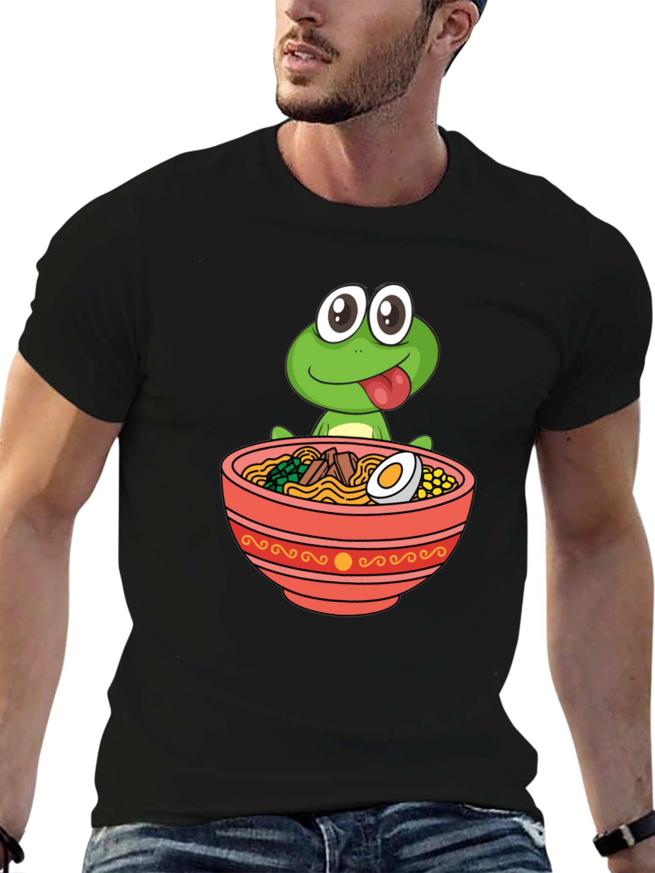 Frog Ramen Bowl Graphic Tee - Funny Unisex T-Shirt