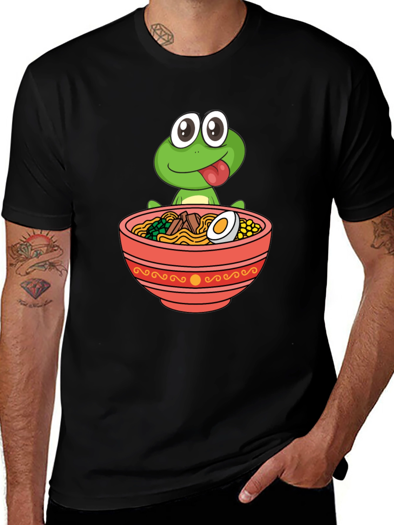 Frog Ramen Bowl Graphic Tee - Funny Unisex T-Shirt