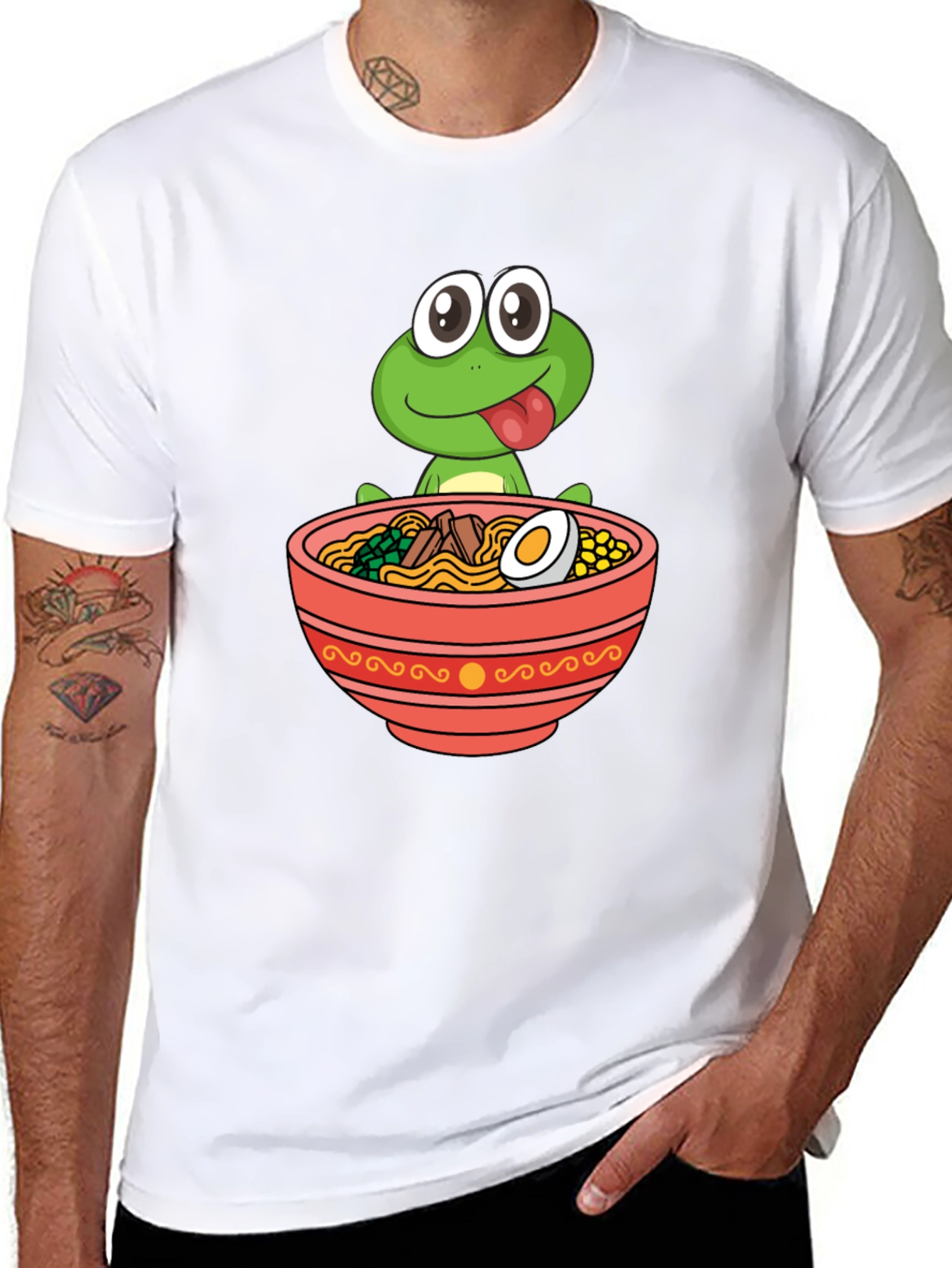 Frog Ramen Bowl Graphic Tee - Funny Unisex T-Shirt