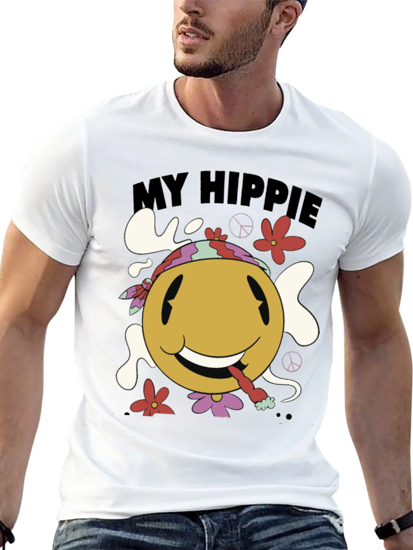 My Hippie Graphic Tee - Retro Smiley Face T-Shirt