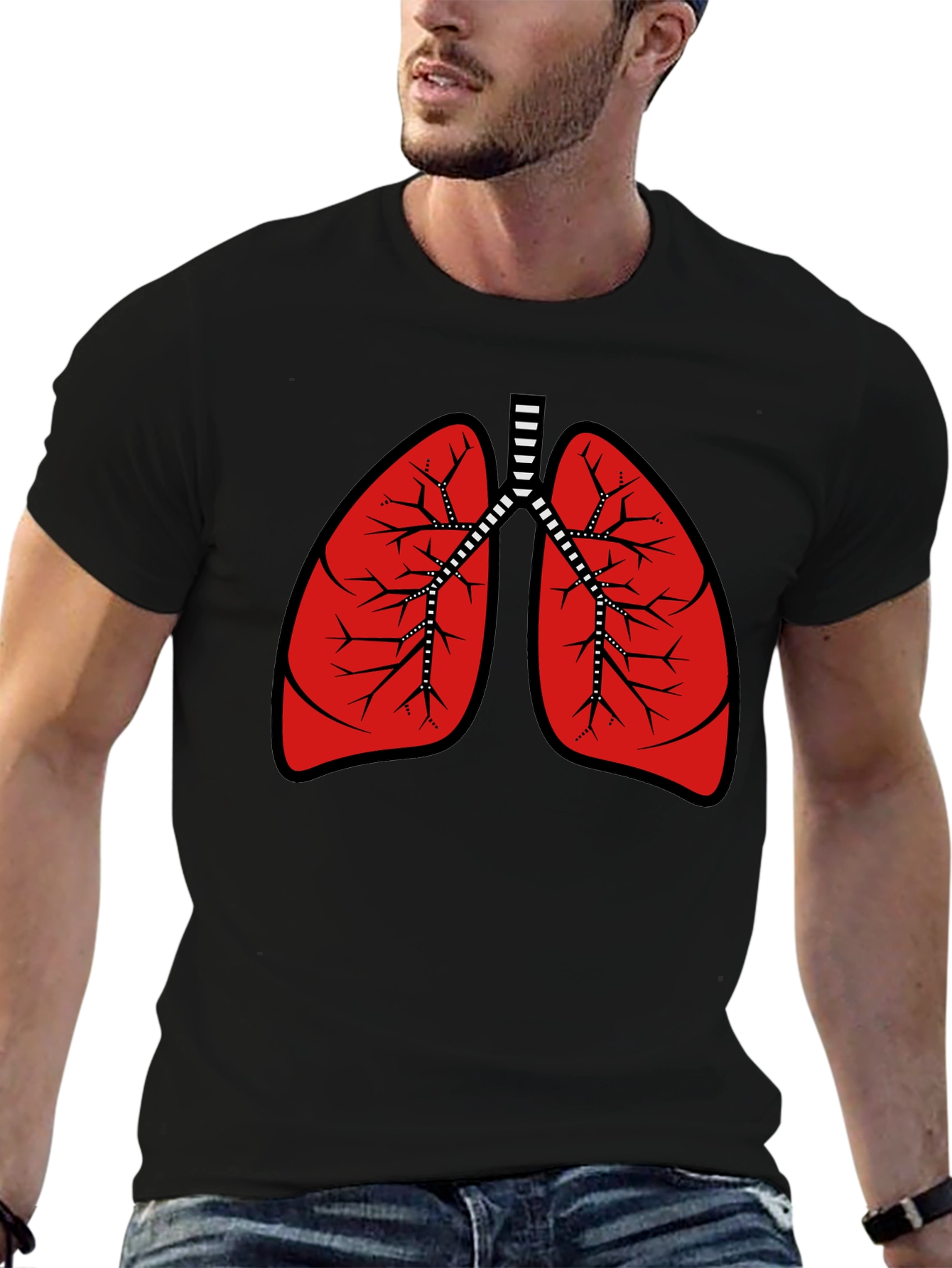 Anatomical Lungs Graphic Tee - Black Cotton T-Shirt
