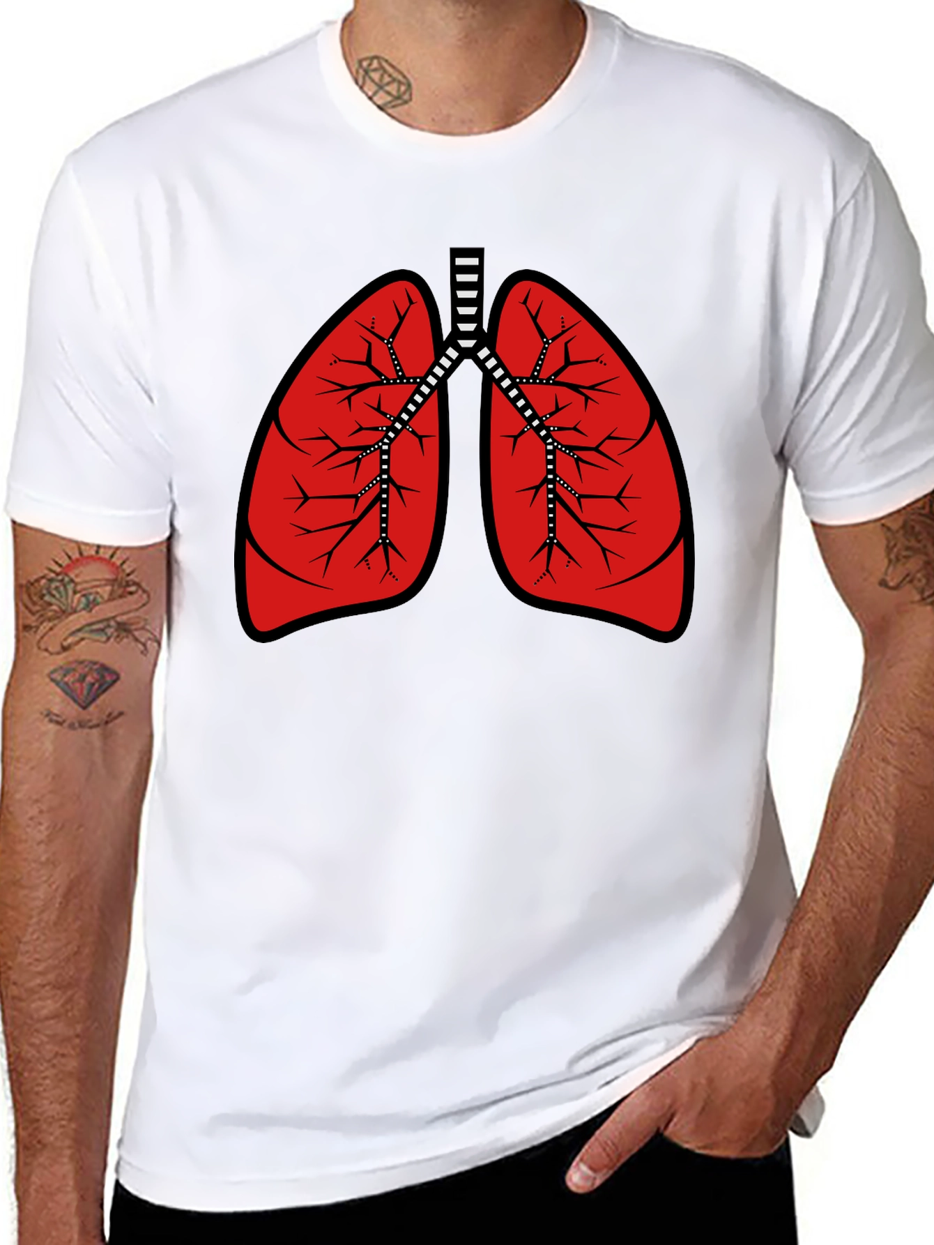 Anatomical Lungs Graphic Tee - Black Cotton T-Shirt