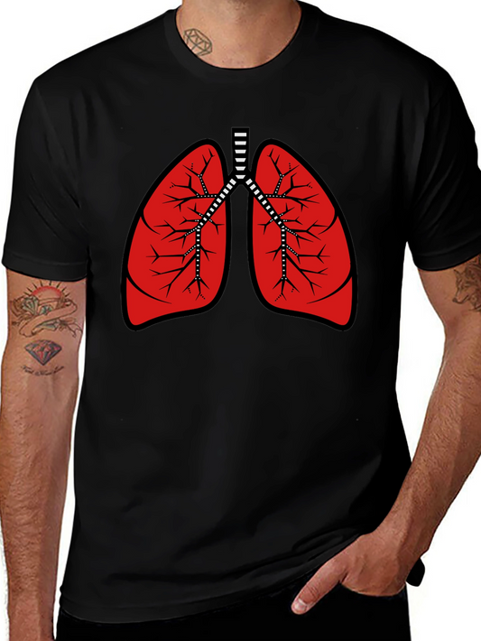 Anatomical Lungs Graphic Tee - Black Cotton T-Shirt