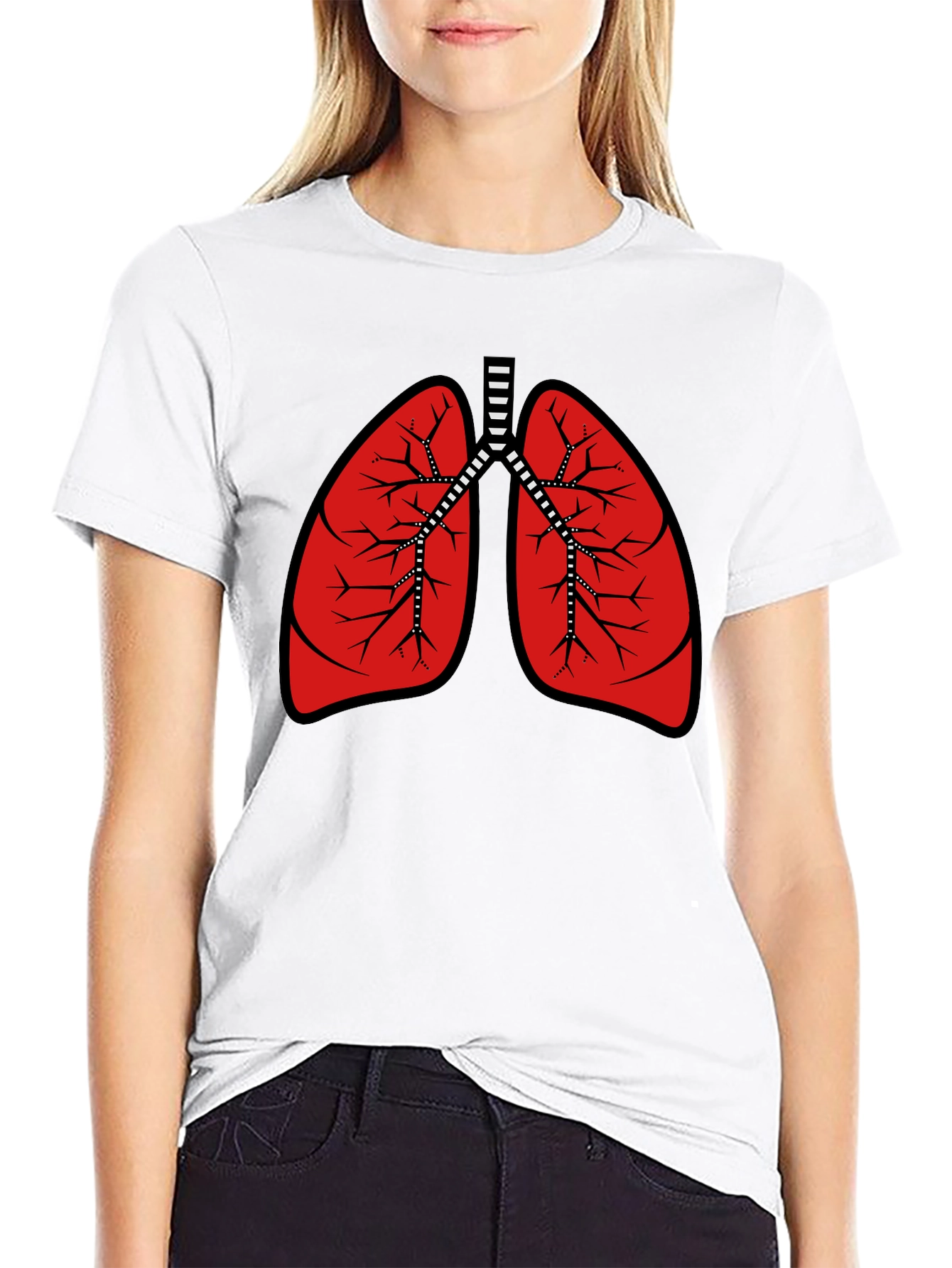 Anatomical Lungs Graphic Tee - Black Cotton T-Shirt