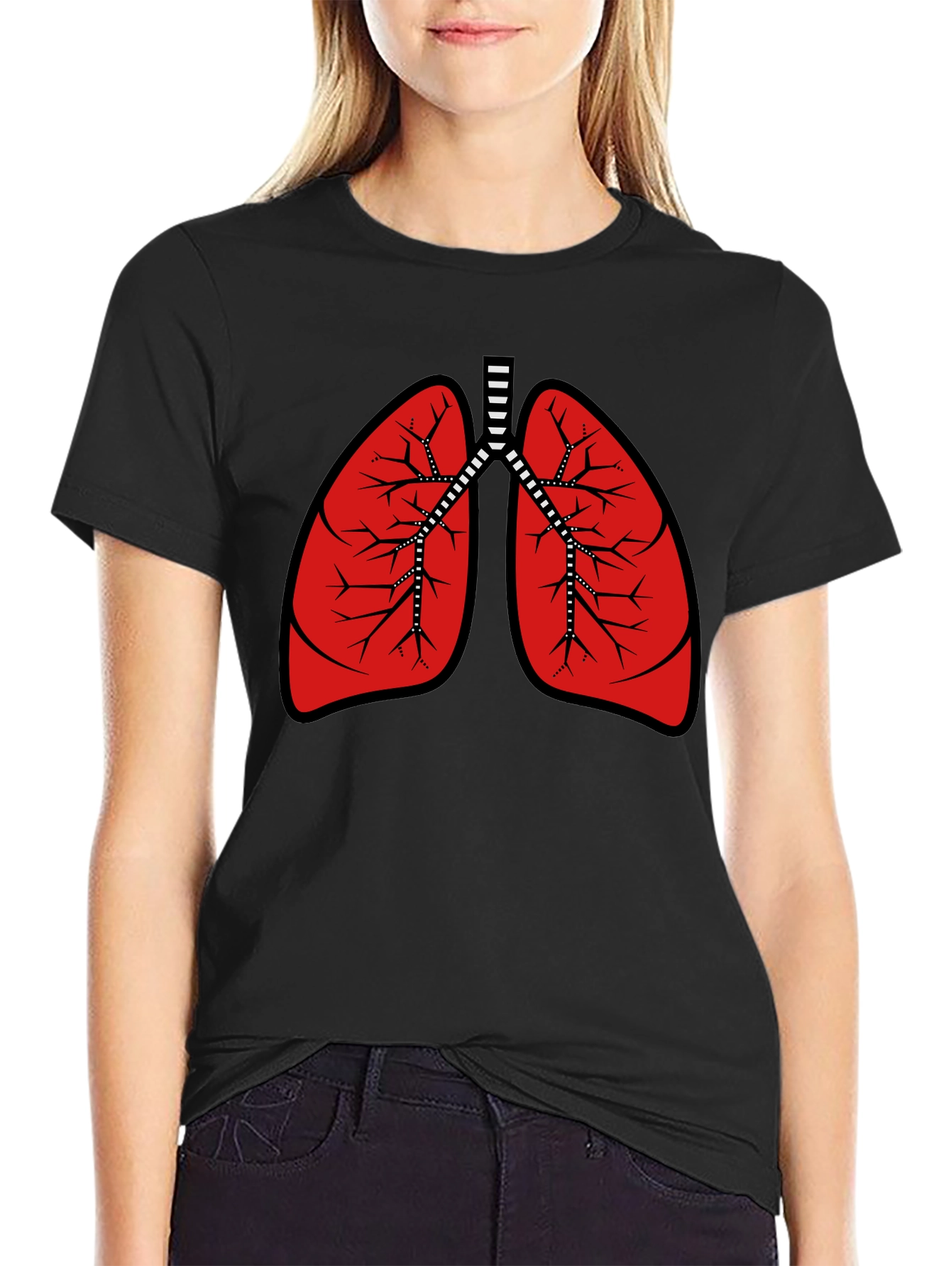Anatomical Lungs Graphic Tee - Black Cotton T-Shirt