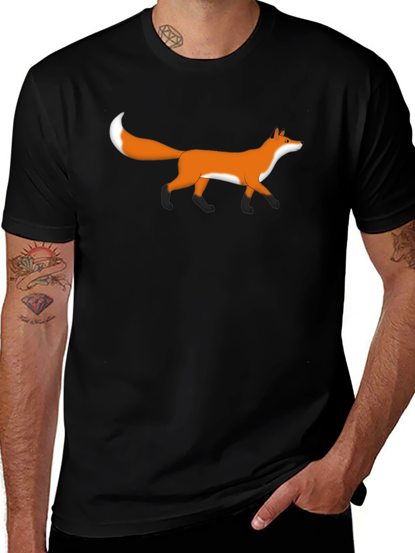 Fox Graphic Tee - Black Casual T-Shirt