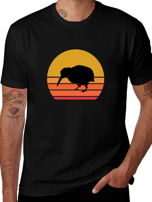 Kiwi Bird Sunset Graphic Tee - Black