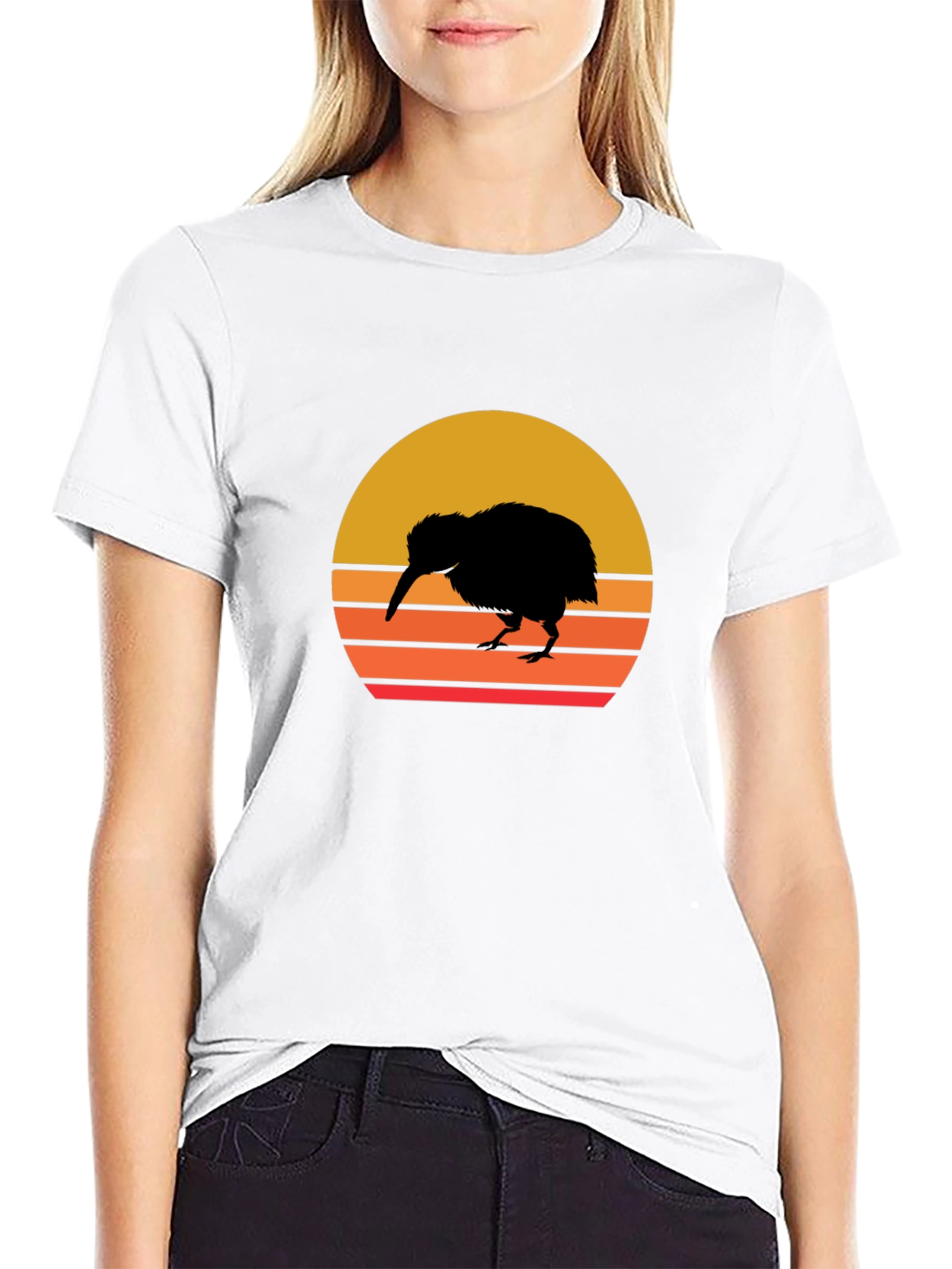 Kiwi Bird Sunset Graphic Tee - Black