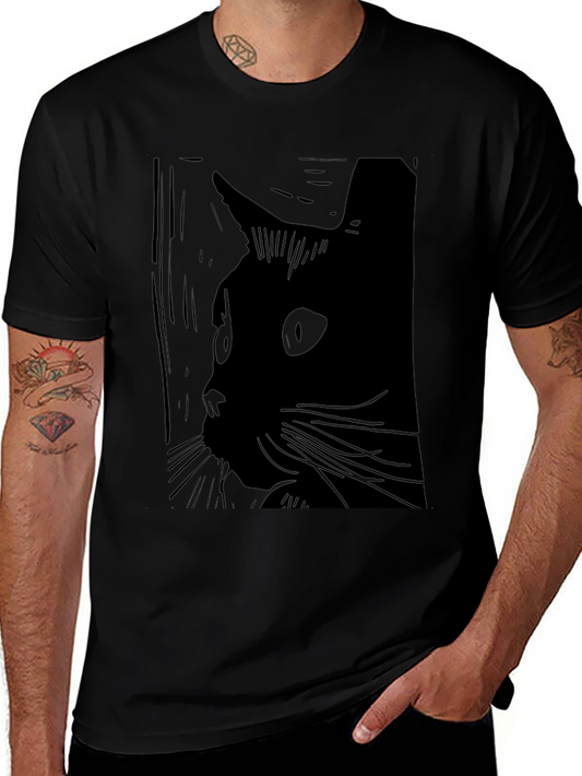Black Cat Silhouette Graphic Tee - Unisex Fashion
