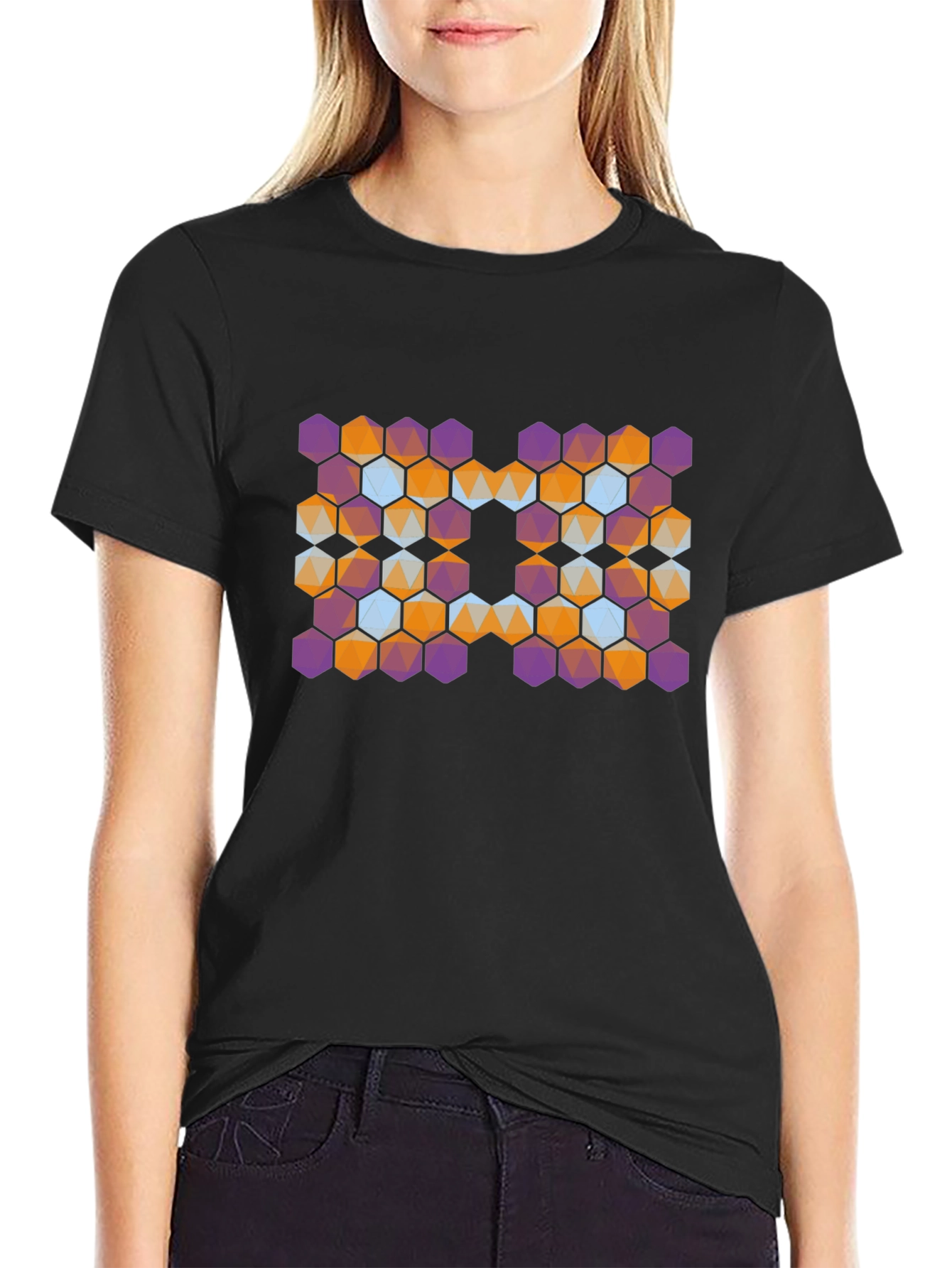 Geometric Hexagon Graphic Tee - Modern Abstract Design
