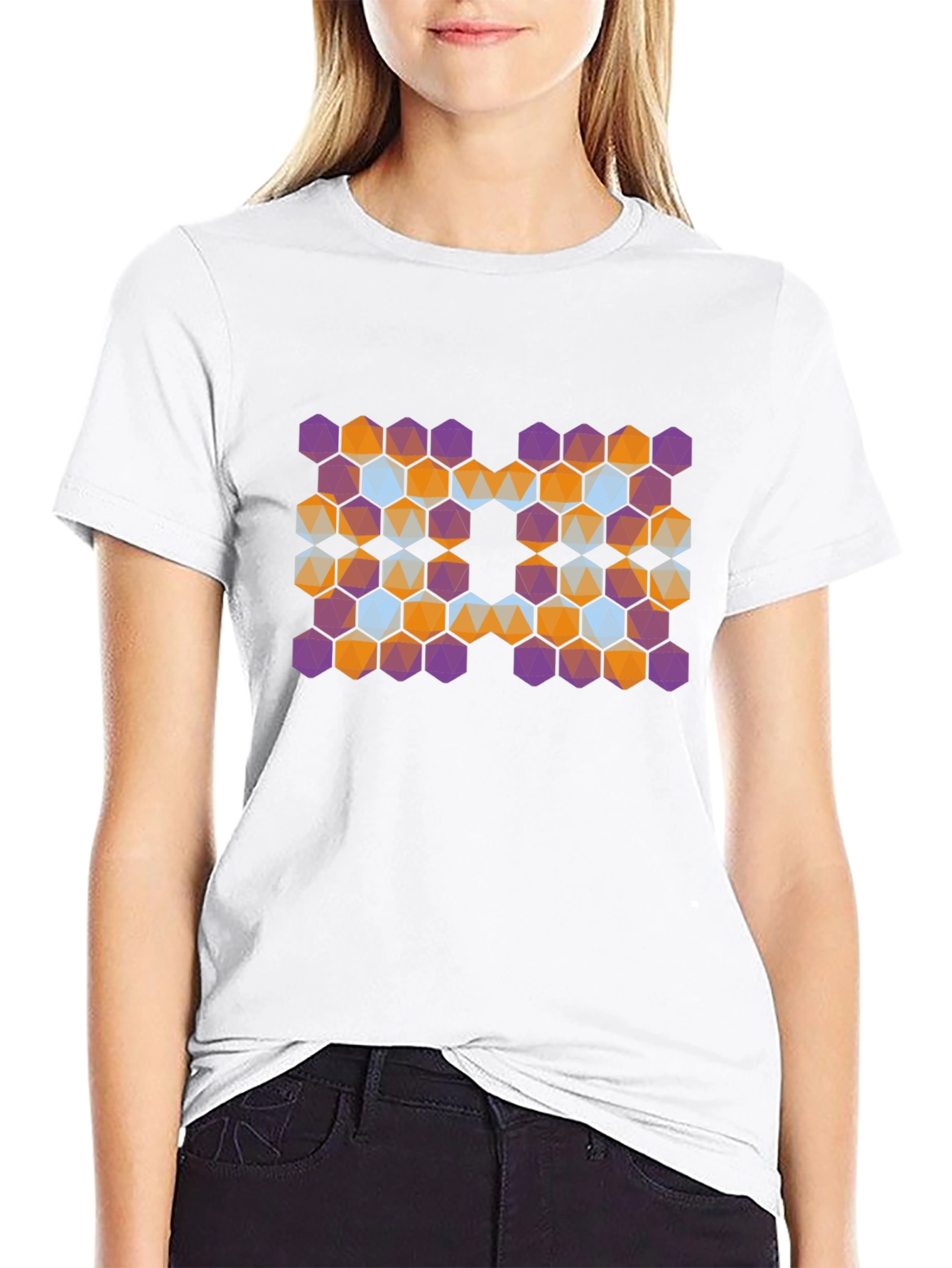 Geometric Hexagon Graphic Tee - Modern Abstract Design