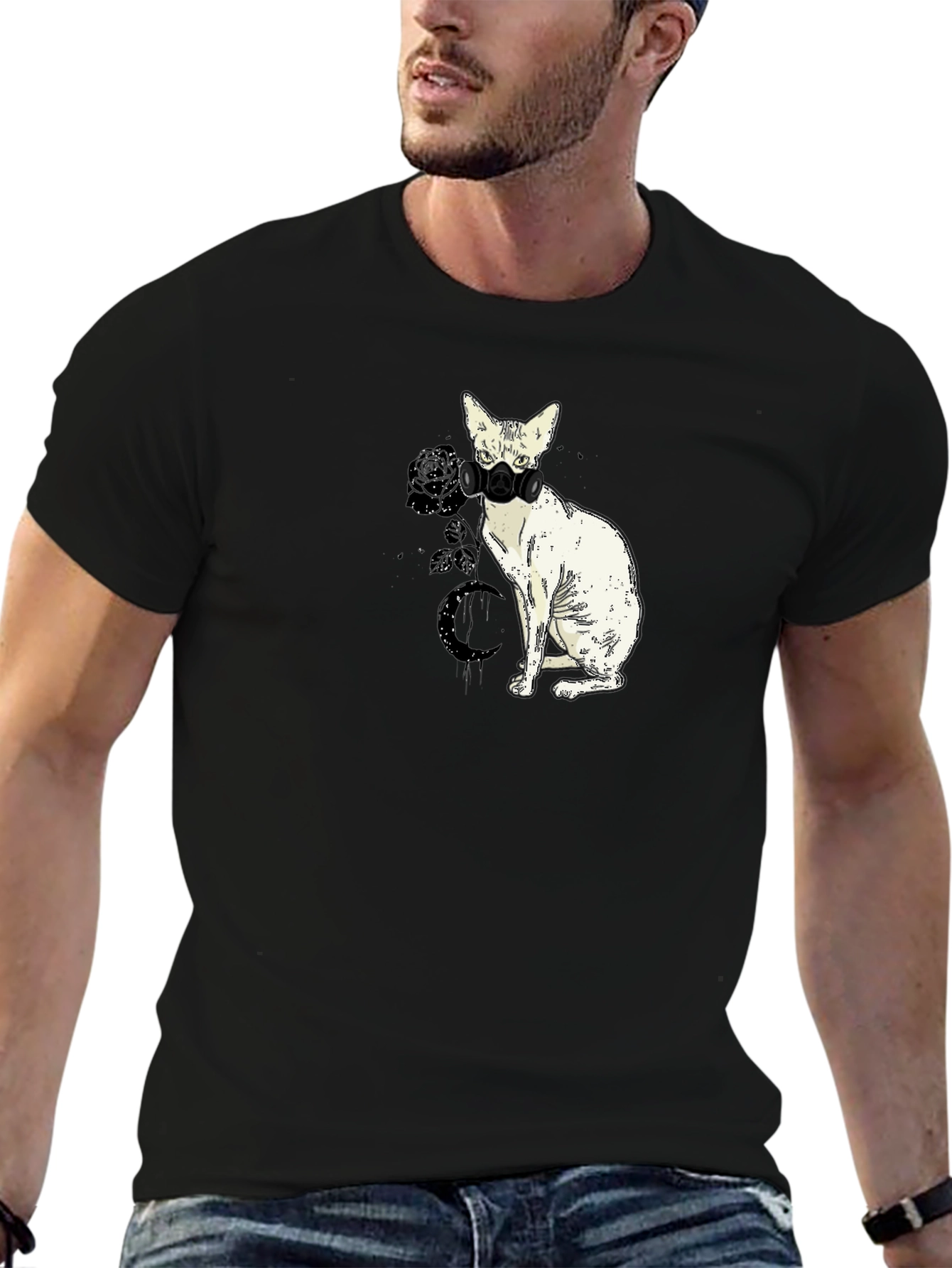 Masked Cat Graphic Tee - Cool Novelty Shirt