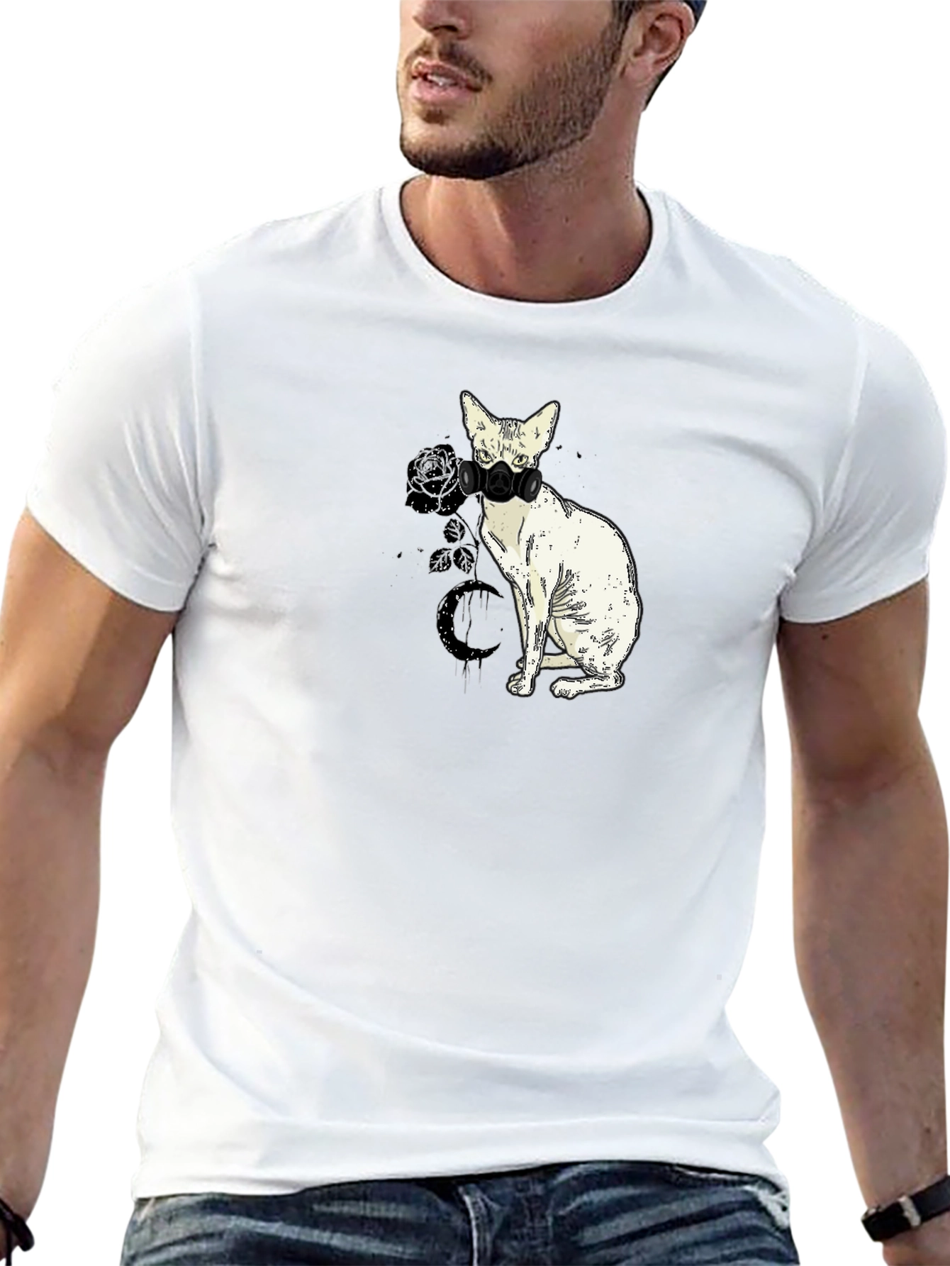 Masked Cat Graphic Tee - Cool Novelty Shirt