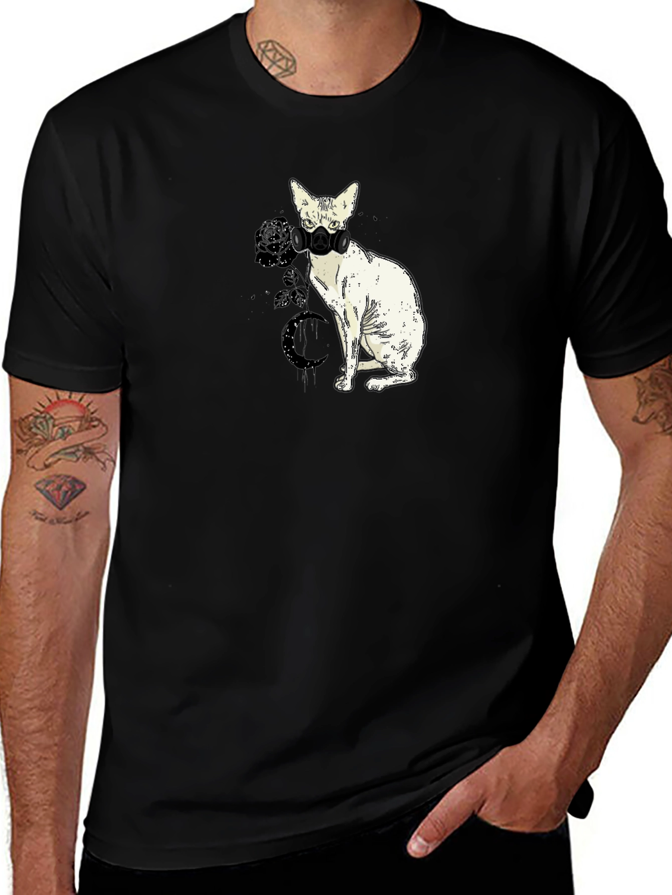 Masked Cat Graphic Tee - Cool Novelty Shirt
