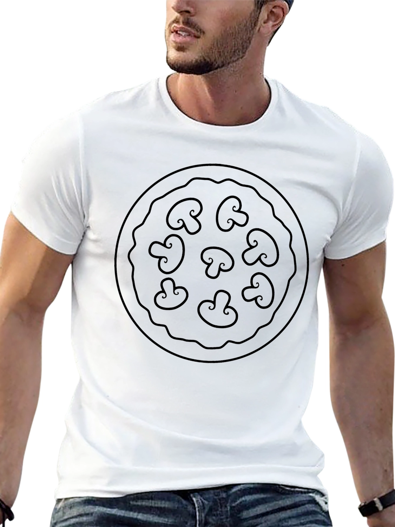 Mushroom Pizza Graphic Tee - Unisex Black T-Shirt