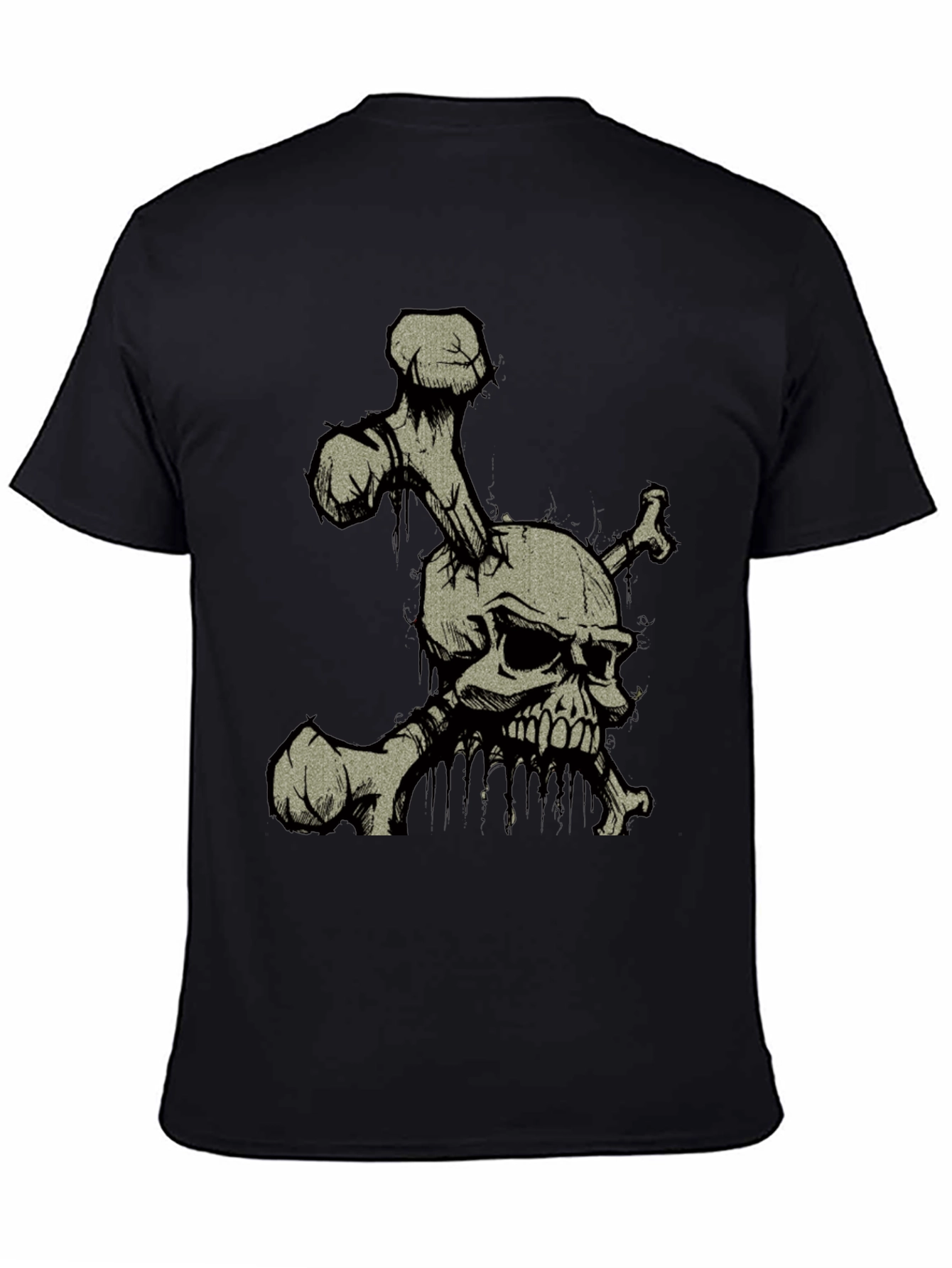 Skull and Crossbones Graphic Print Black T-Shirt