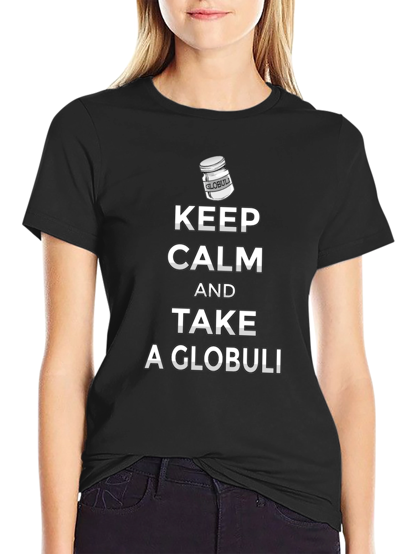 Keep Calm & Take A Globuli Black T-Shirt