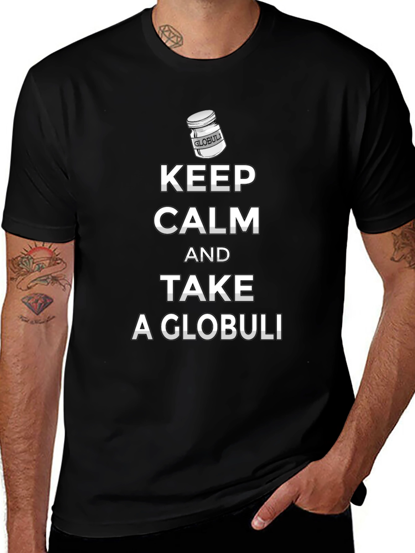 Keep Calm & Take A Globuli Black T-Shirt