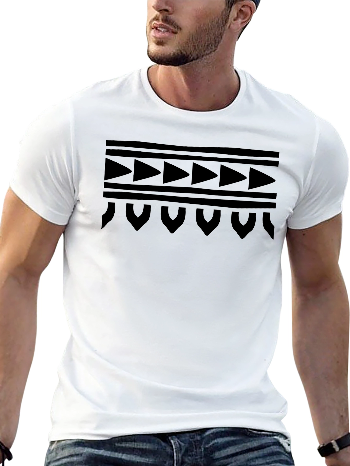 Black Tribal Patterned T-Shirt