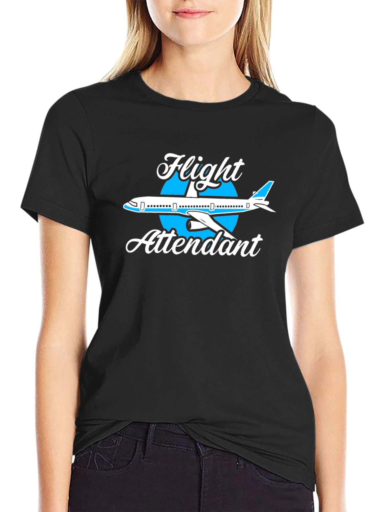 Flight Attendant Airplane Graphic Tee Shirt