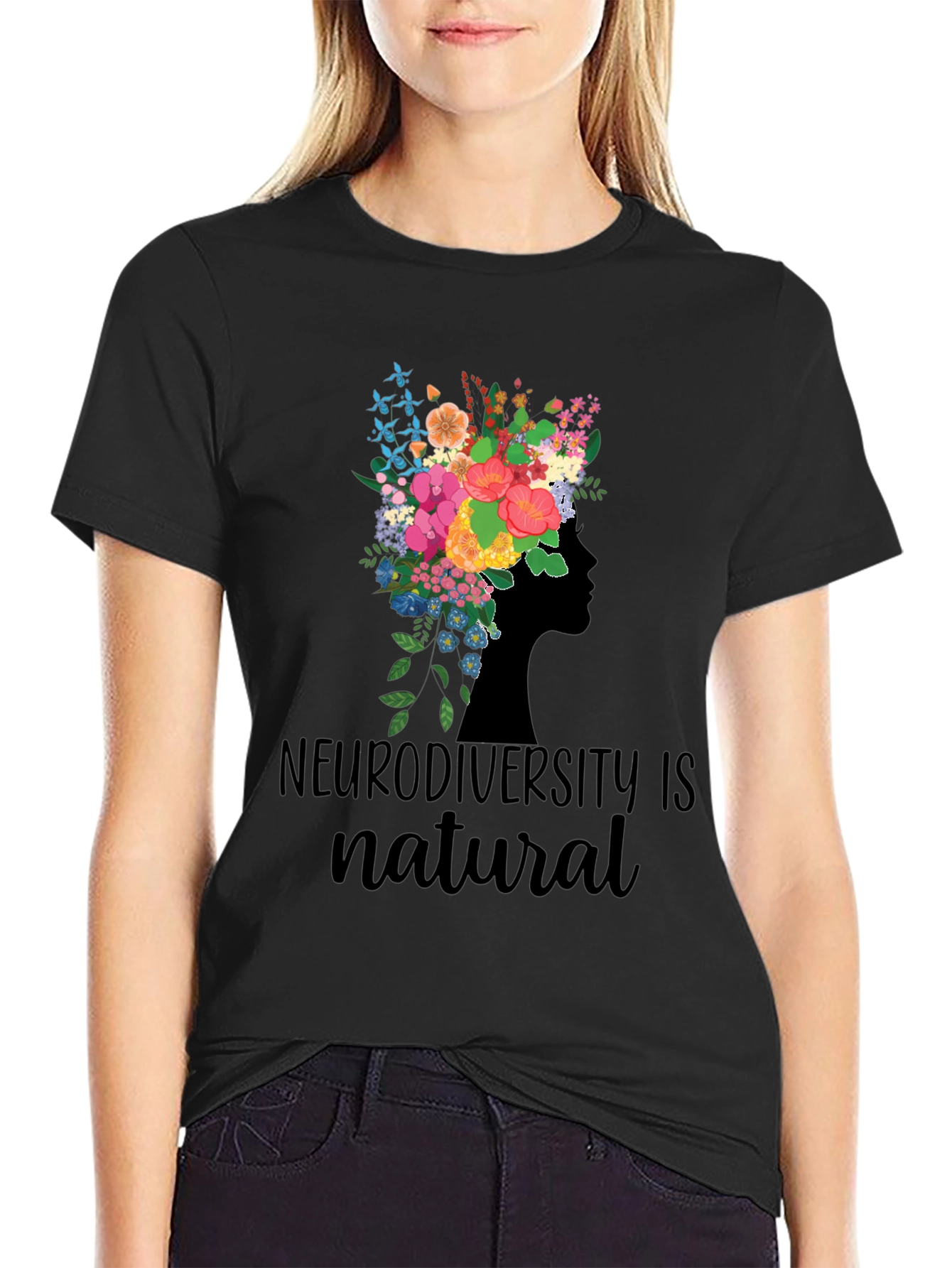 Neurodiversity is Natural Floral Head T-Shirt