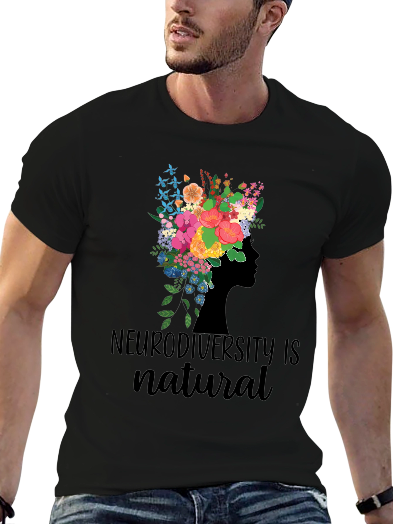 Neurodiversity is Natural Floral Head T-Shirt