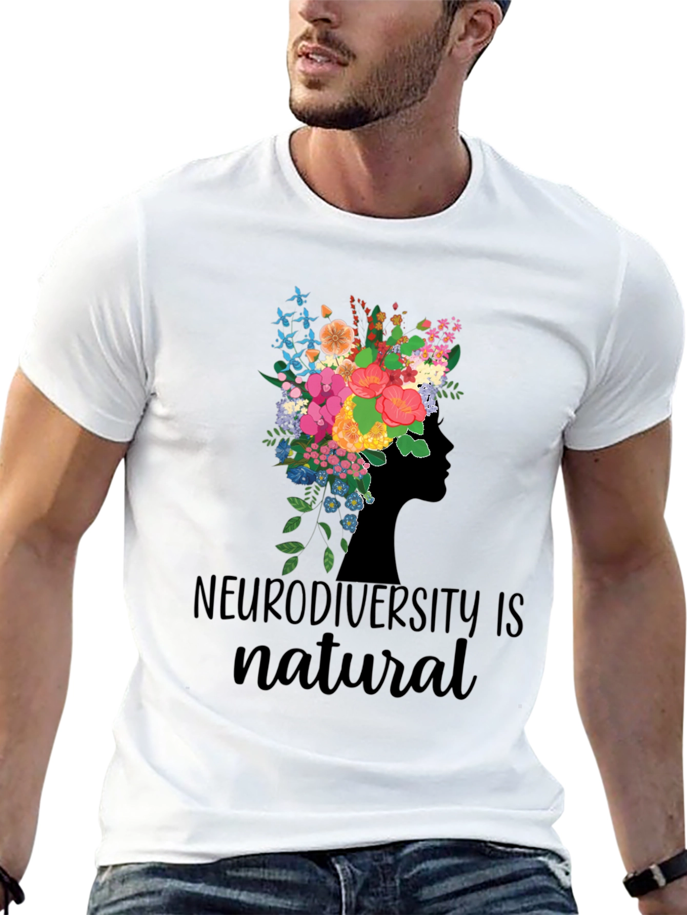 Neurodiversity is Natural Floral Head T-Shirt