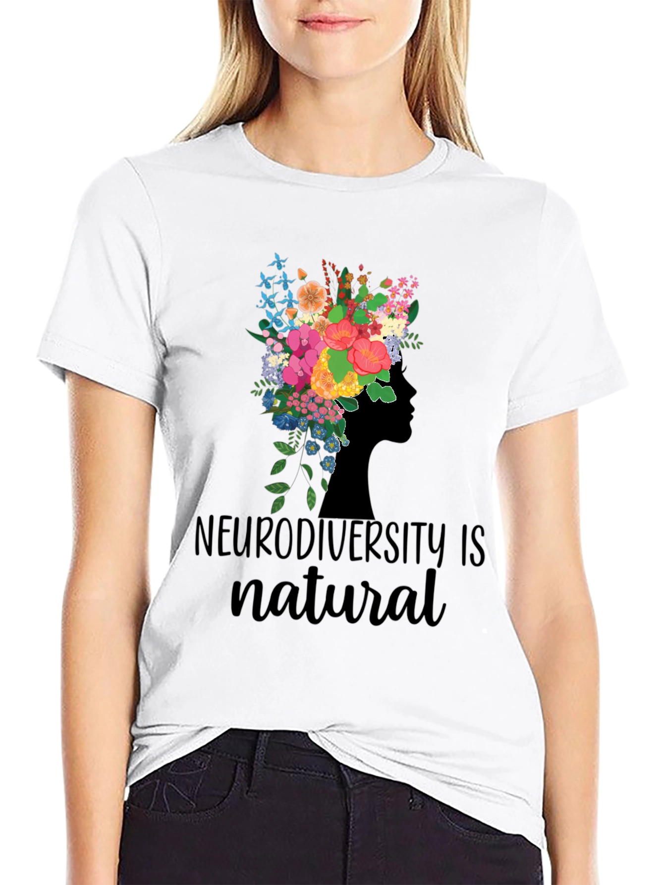 Neurodiversity is Natural Floral Head T-Shirt