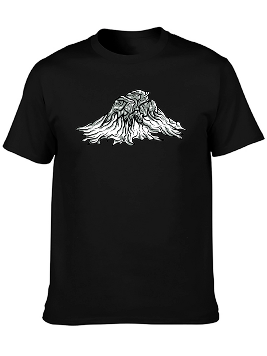 Abstract Mountain Graphic Tee - Black Cotton Blend