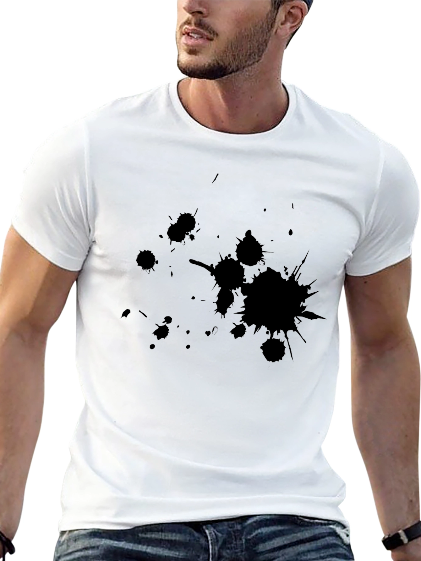 Black Splatter Print T-Shirt