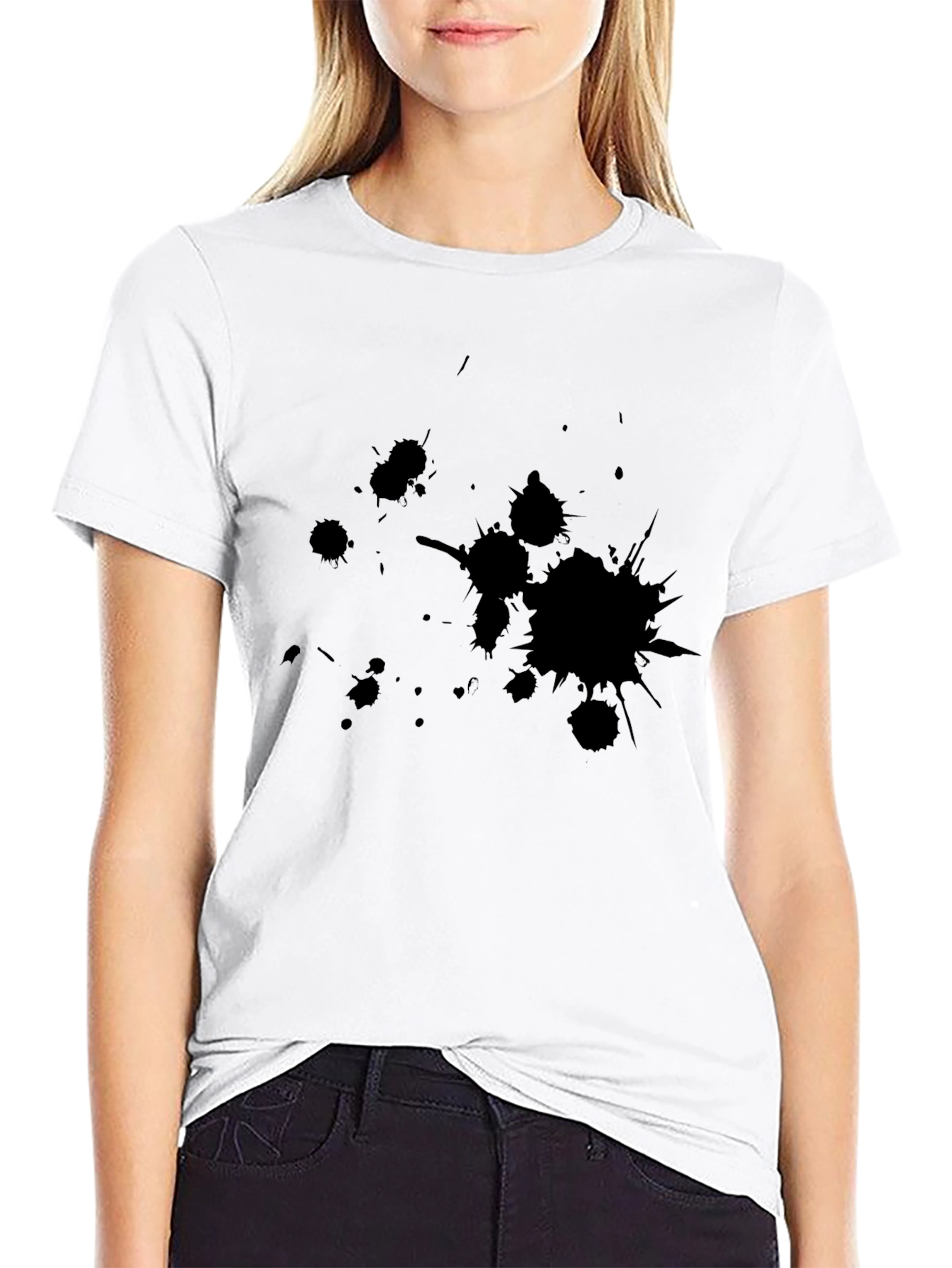 Black Splatter Print T-Shirt