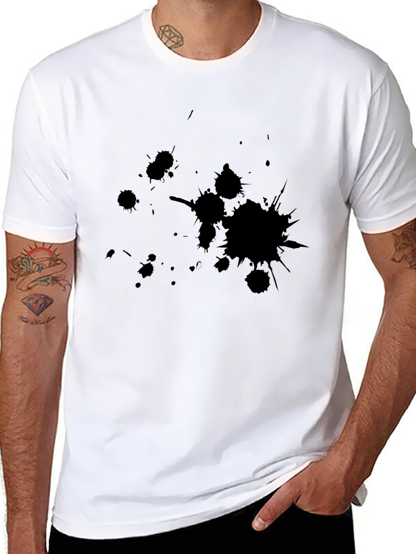 Black Splatter Print T-Shirt