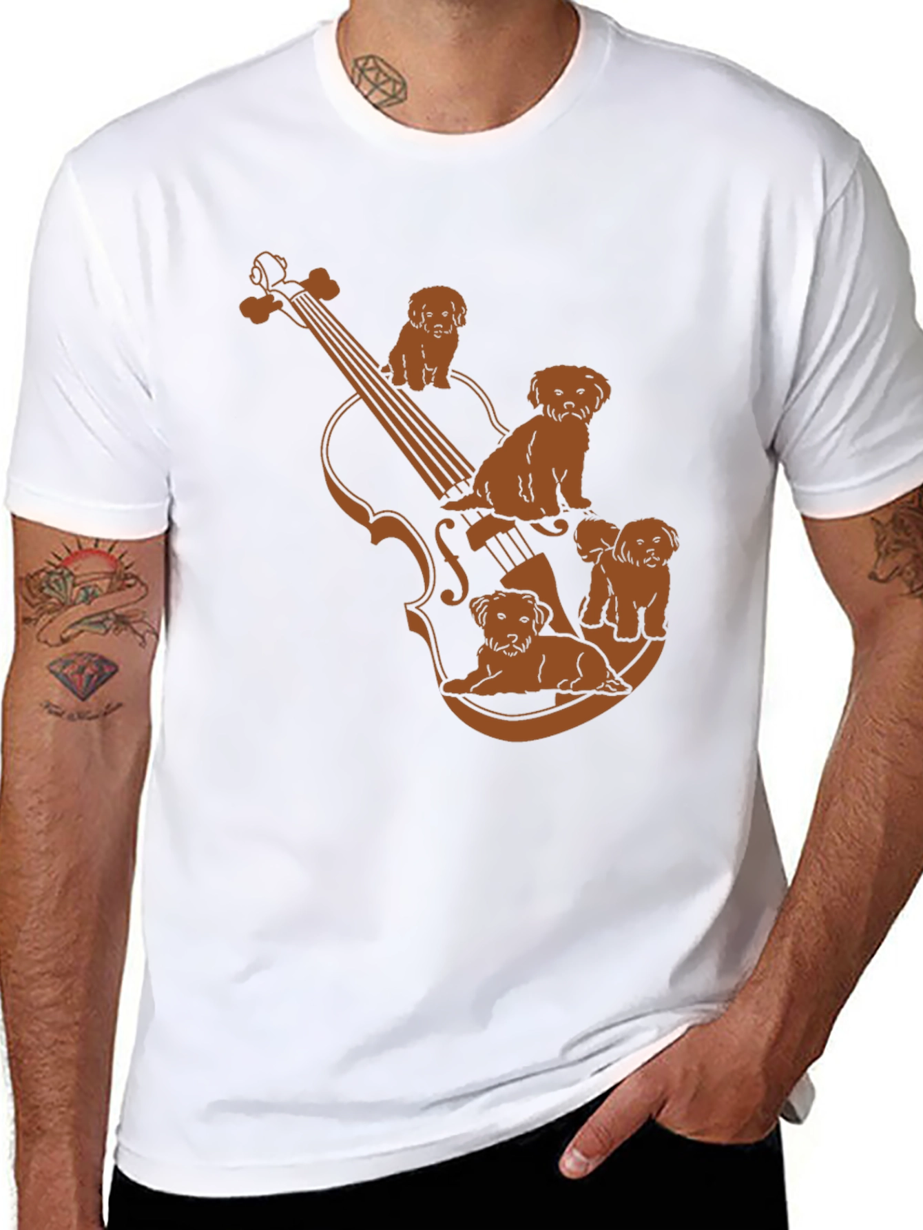 Musical Dog T-Shirt - Violin Puppy Design