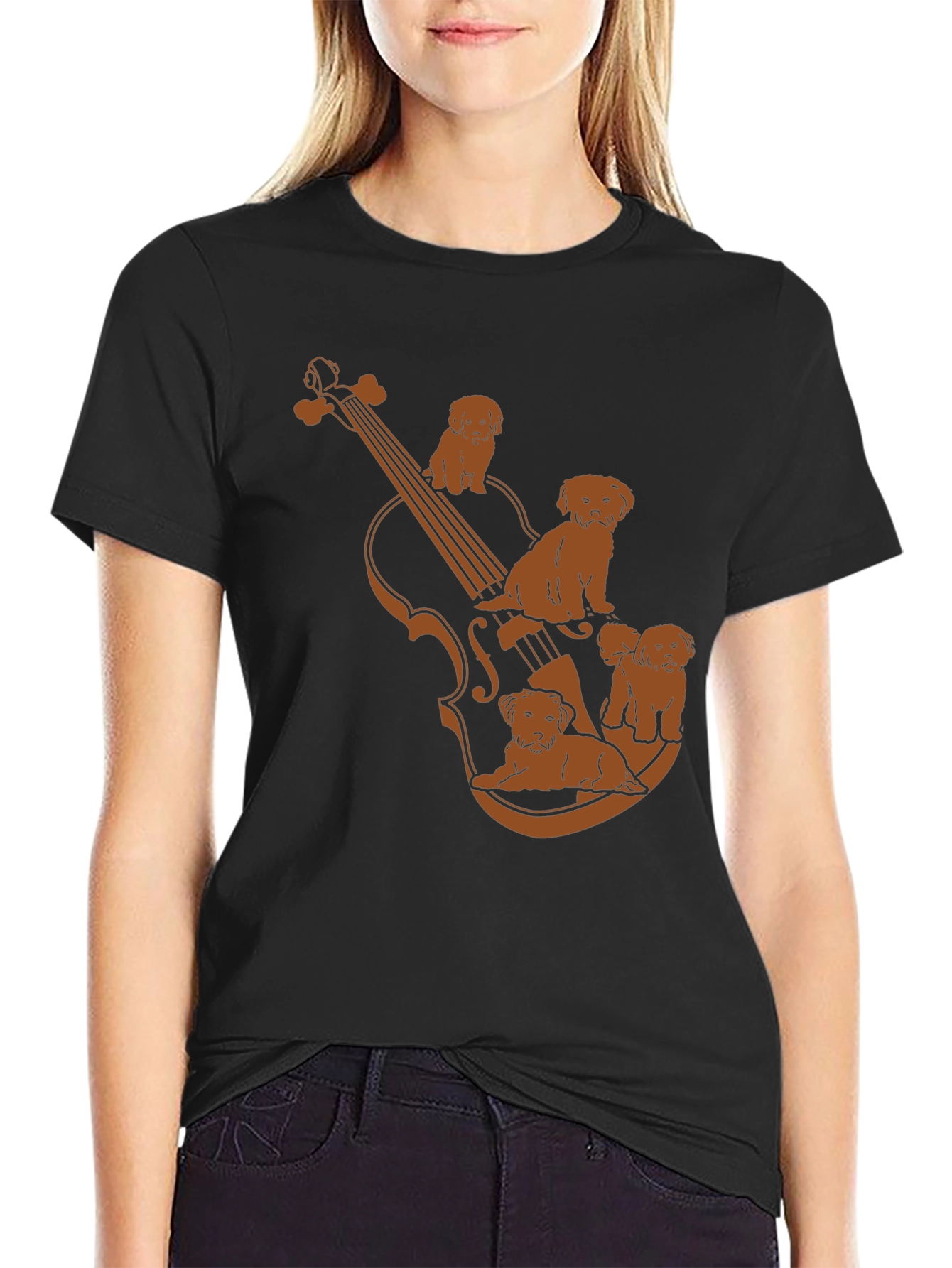Musical Dog T-Shirt - Violin Puppy Design