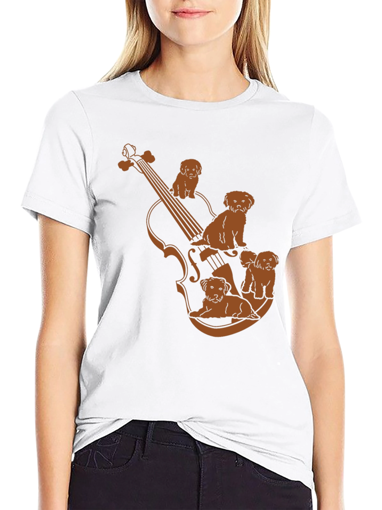 Musical Dog T-Shirt - Violin Puppy Design