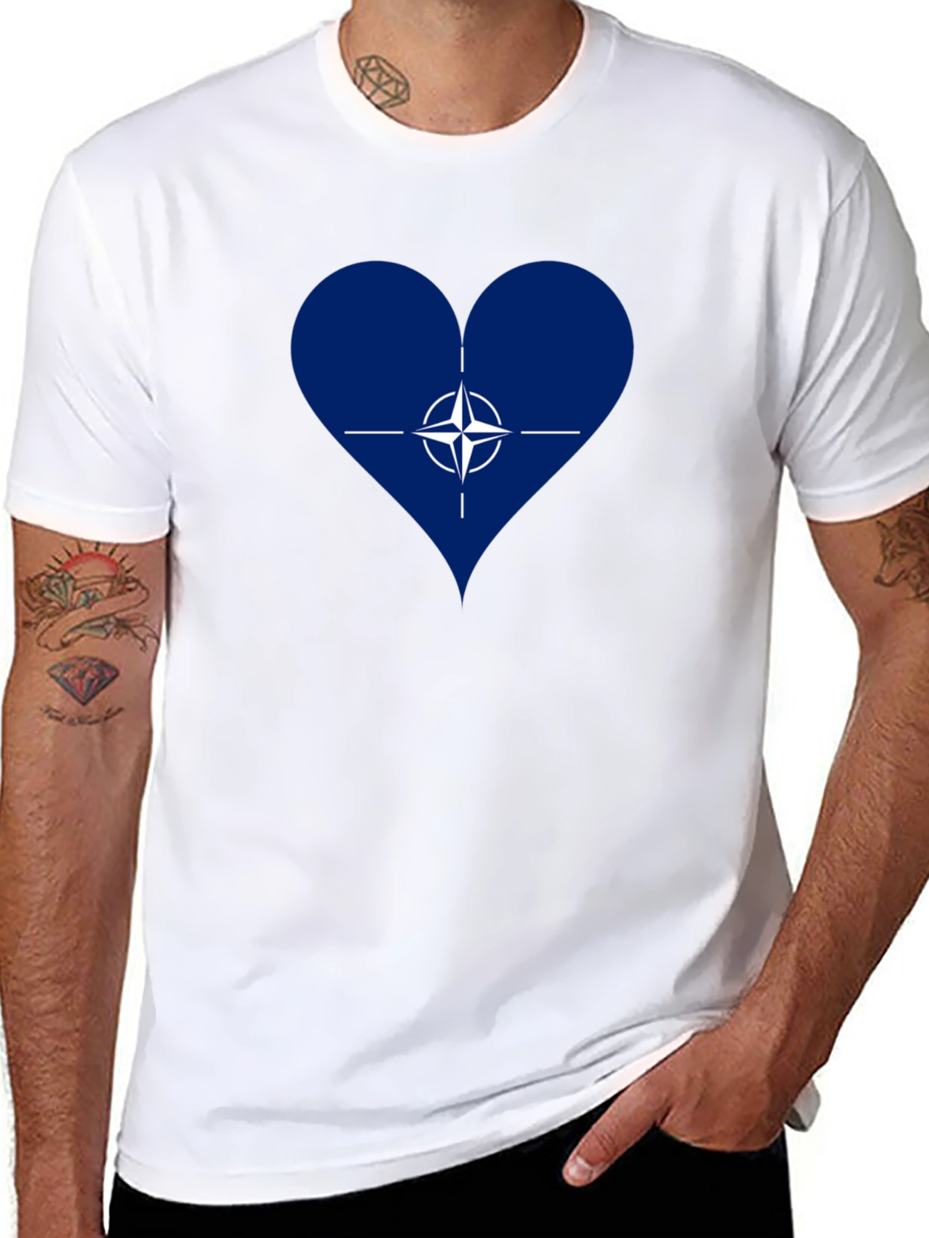 NATO Heart Graphic T-Shirt - Black Casual Wear