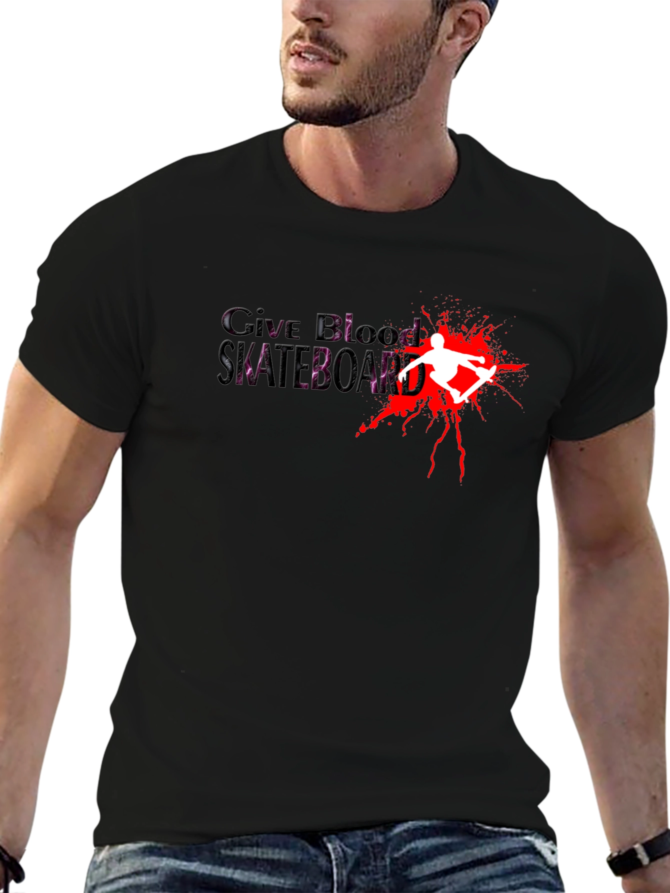 Give Blood Skateboard Graphic T-Shirt