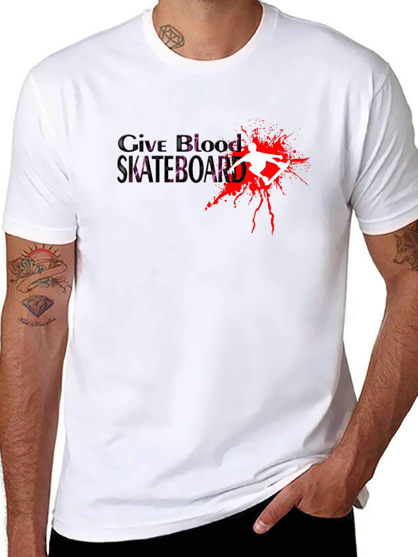 Give Blood Skateboard Graphic T-Shirt