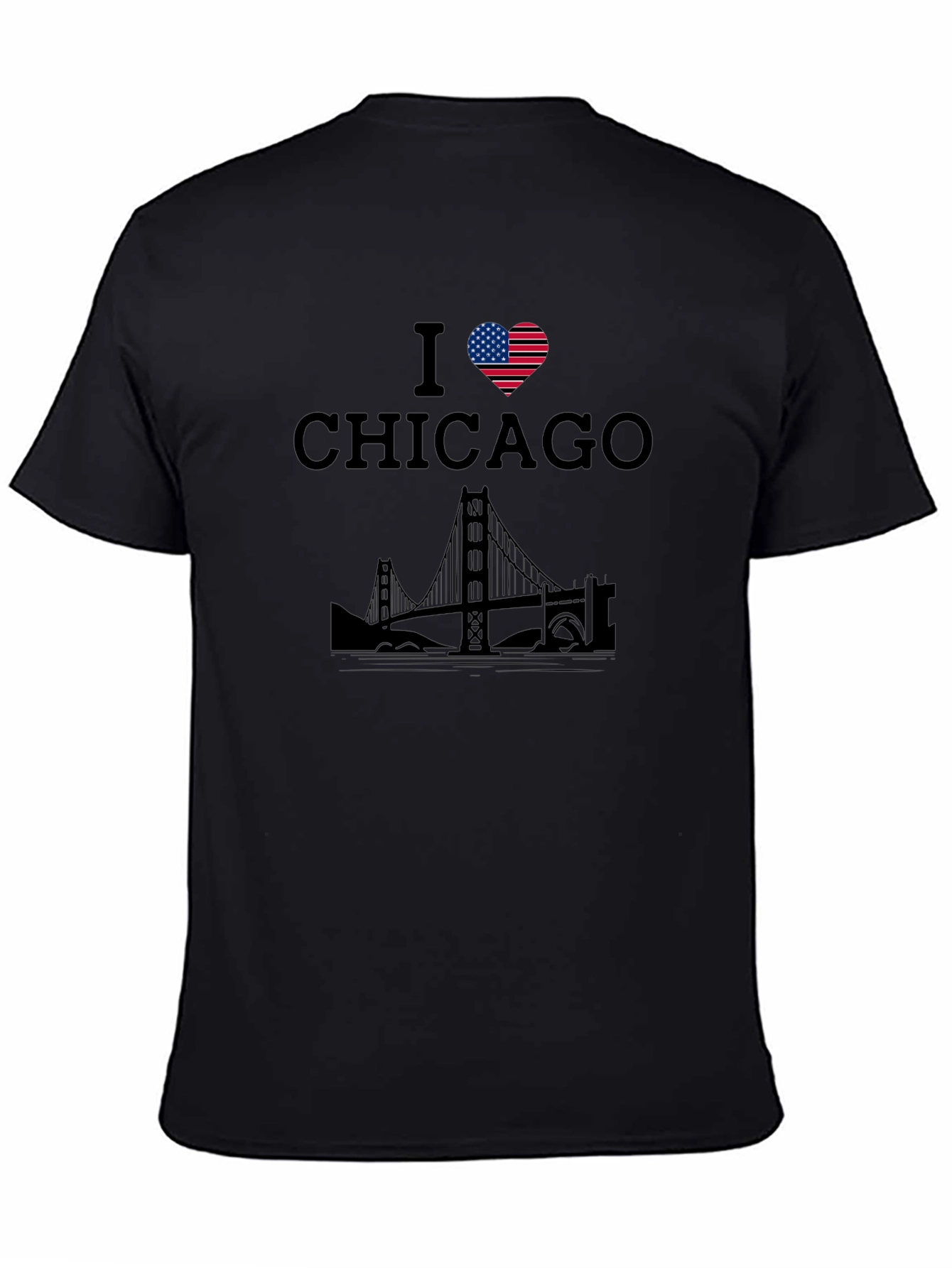 I Love Chicago T-Shirt with US Flag Heart