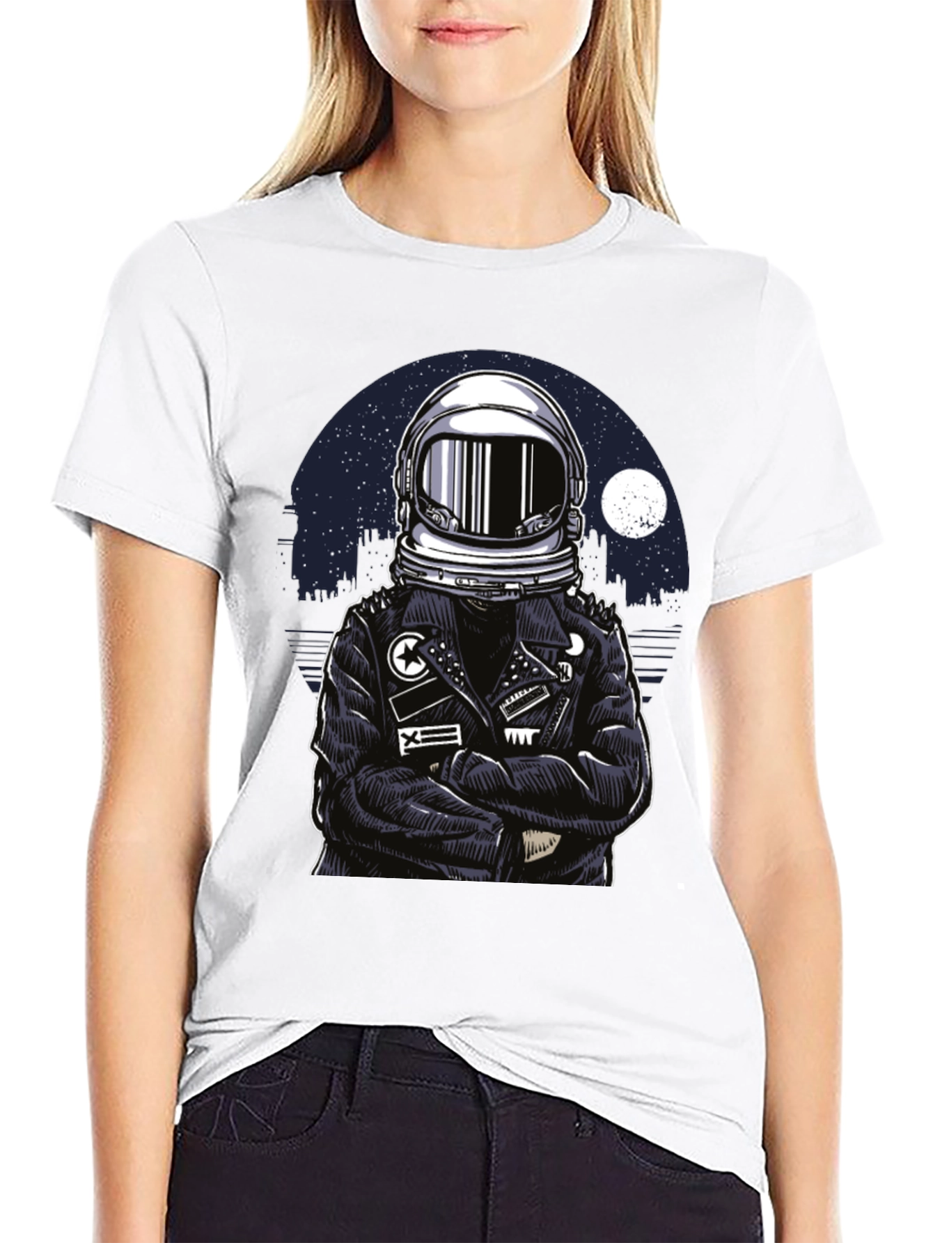 Astronaut Biker T-Shirt - Cool Graphic Tee