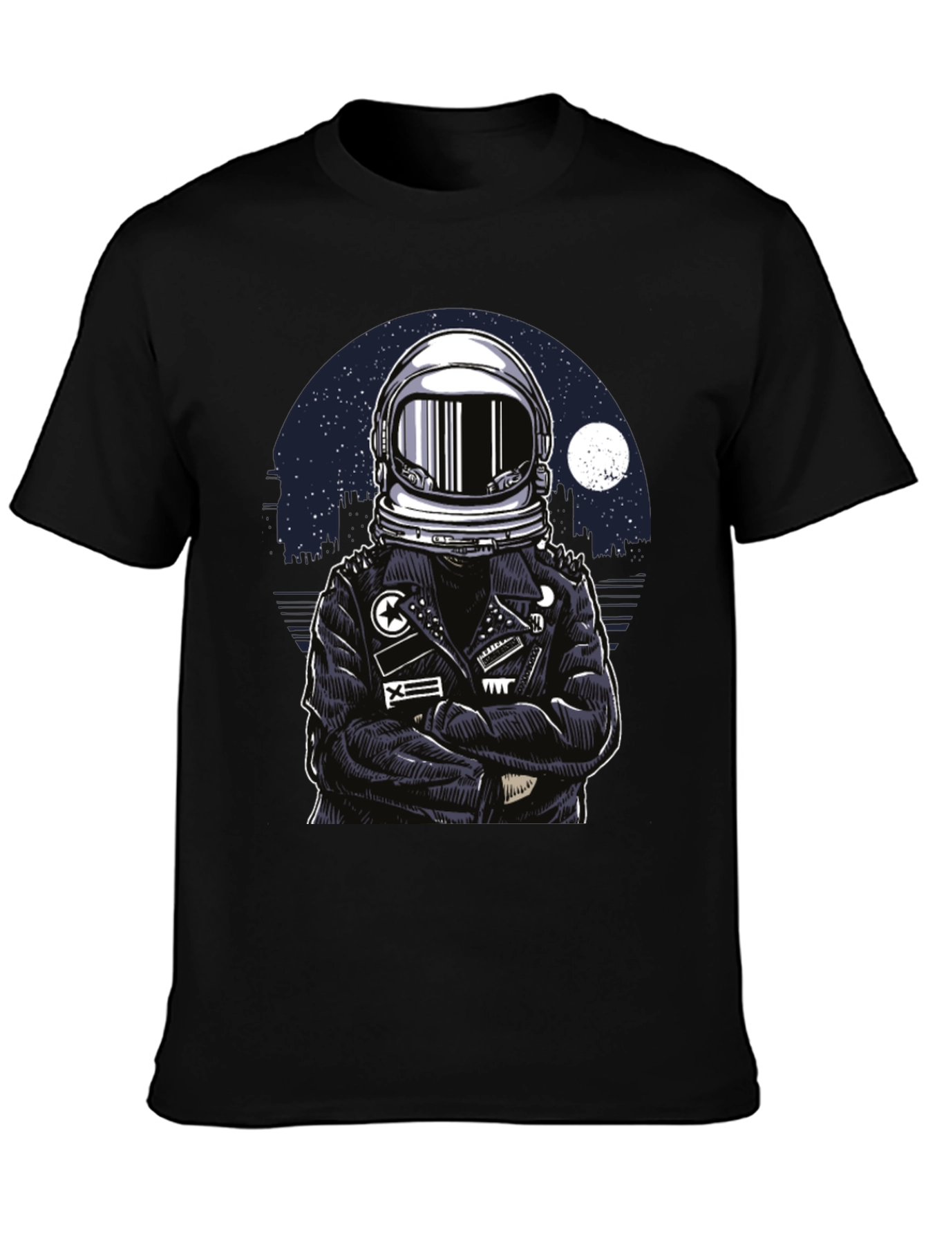 Astronaut Biker T-Shirt - Cool Graphic Tee