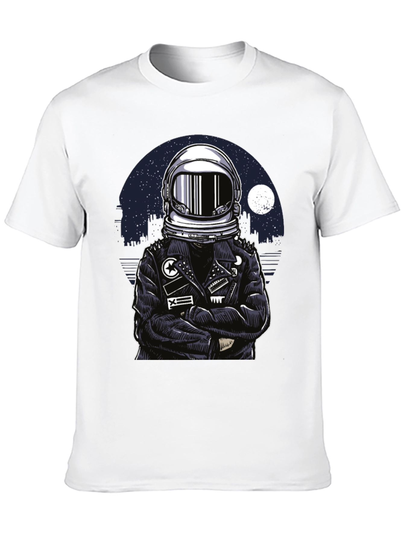 Astronaut Biker T-Shirt - Cool Graphic Tee