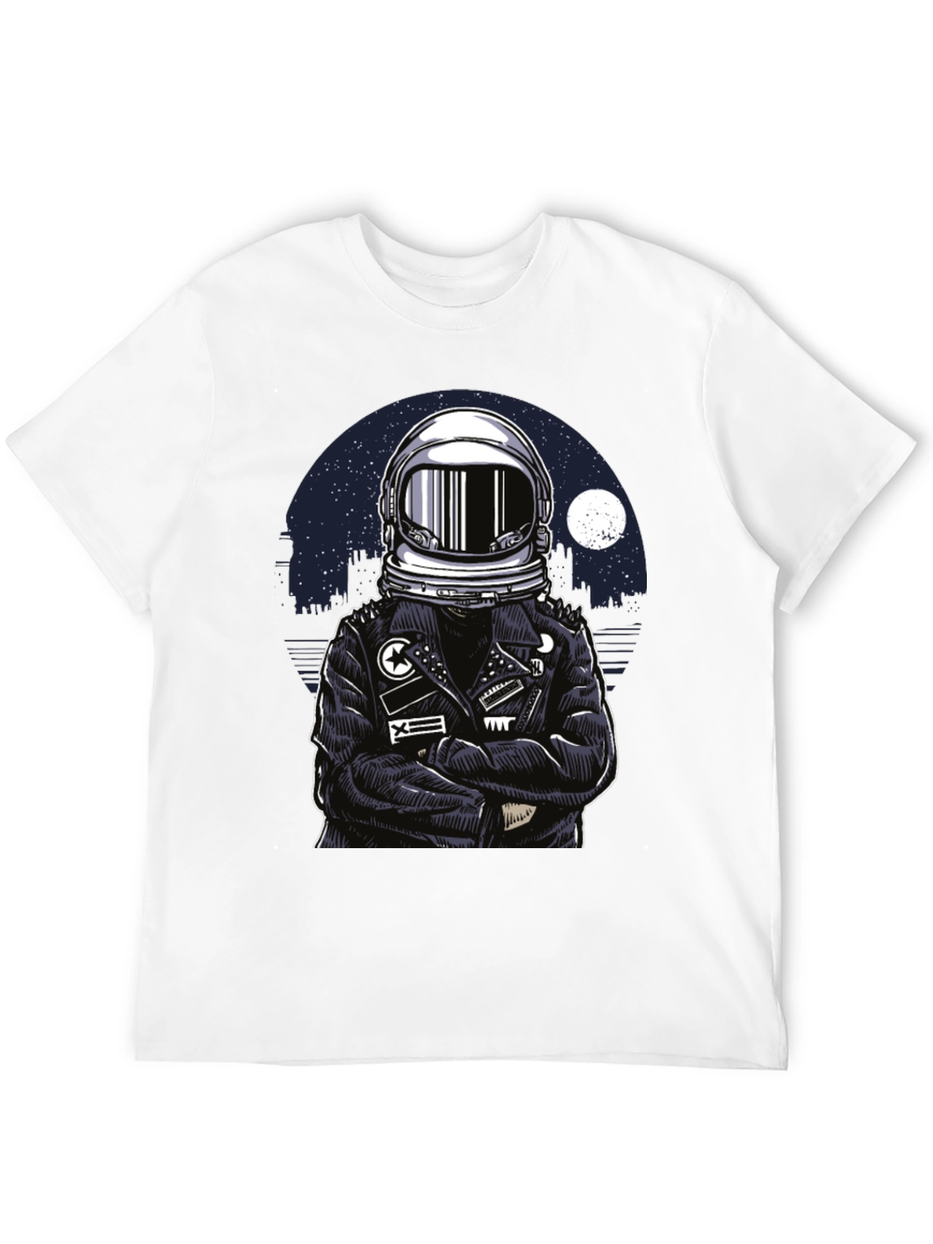Astronaut Biker T-Shirt - Cool Graphic Tee