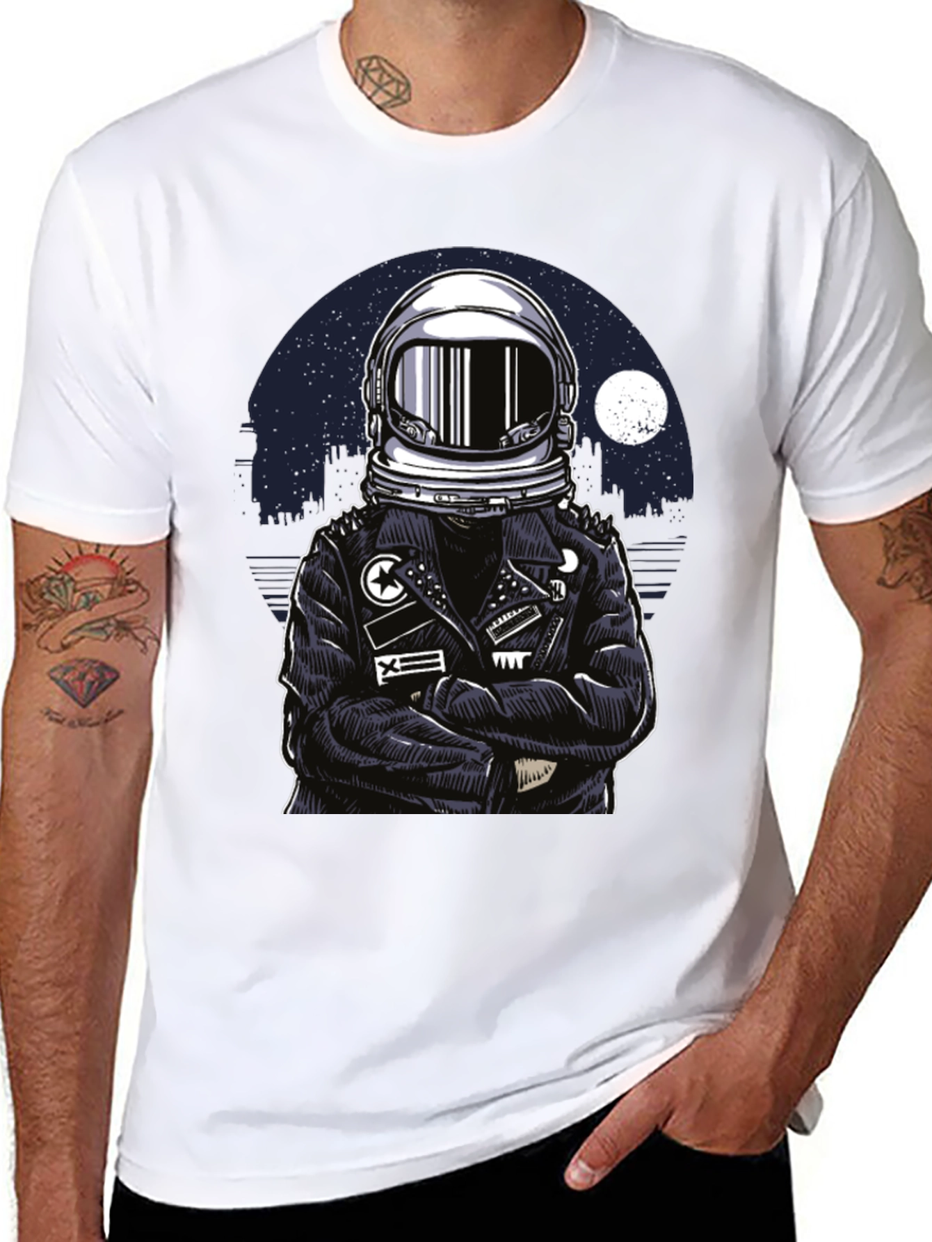Astronaut Biker T-Shirt - Cool Graphic Tee