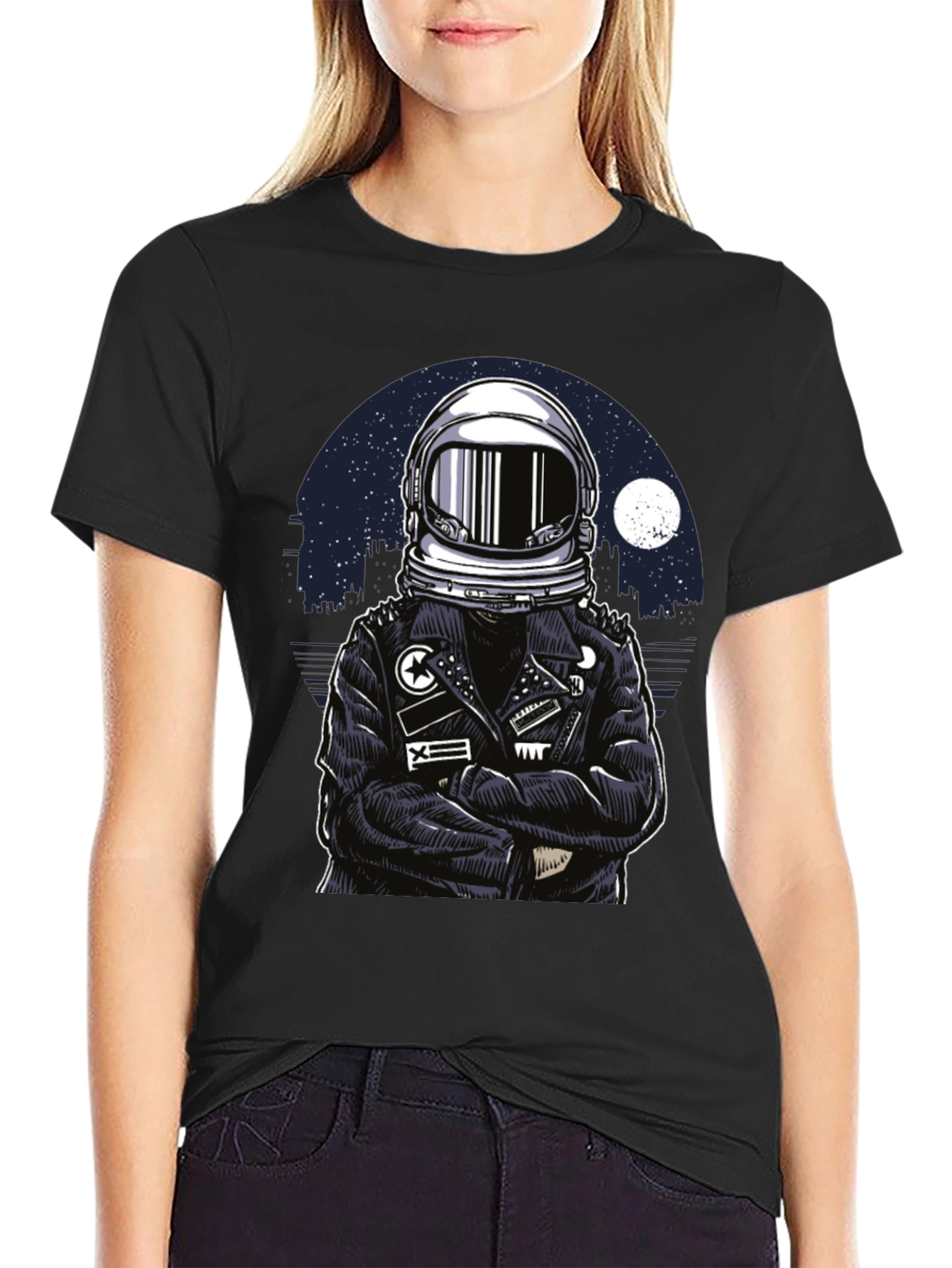 Astronaut Biker T-Shirt - Cool Graphic Tee